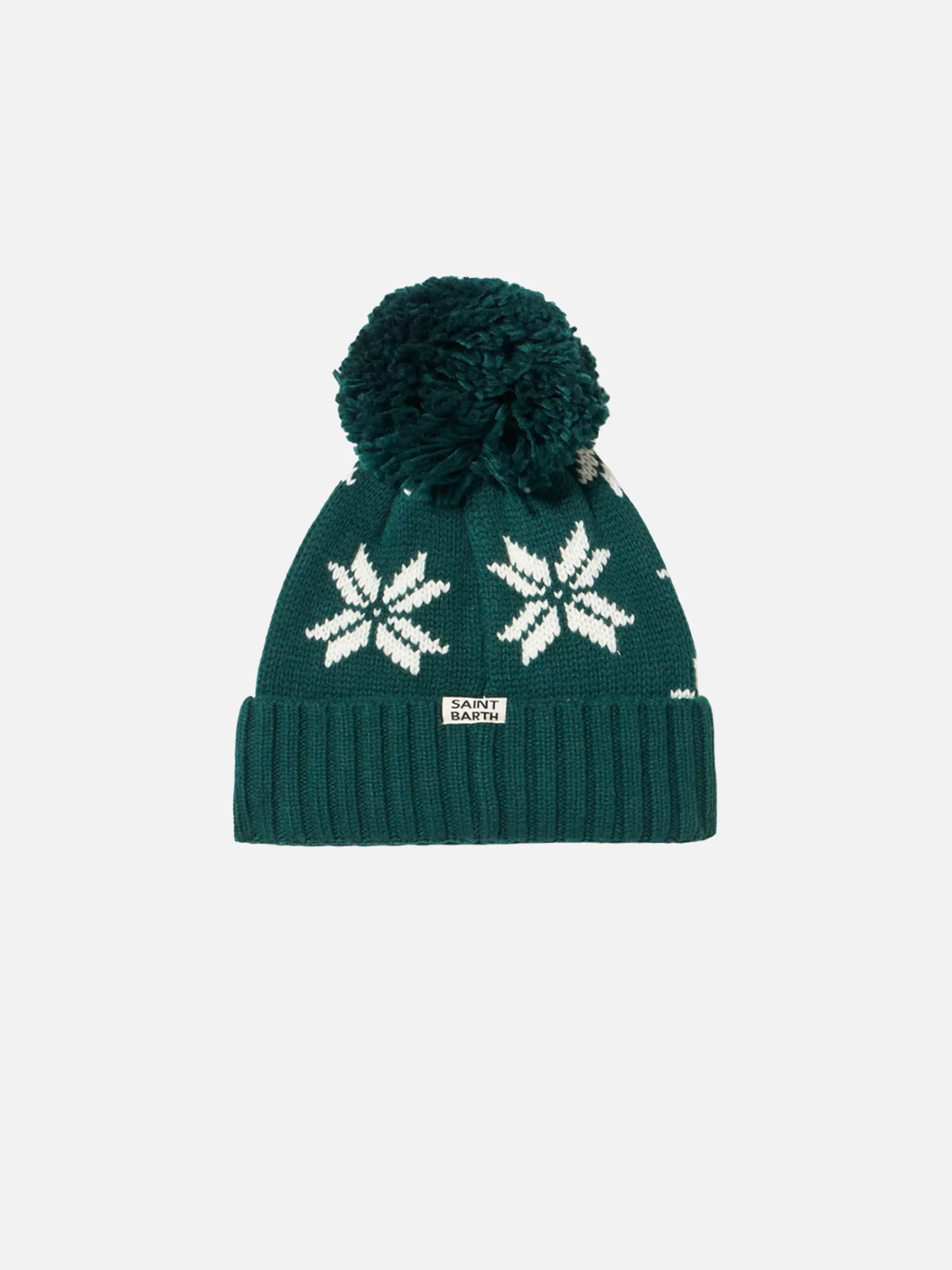 MC2 Saint Barth Boy green beanie with norwegian pattern Sale