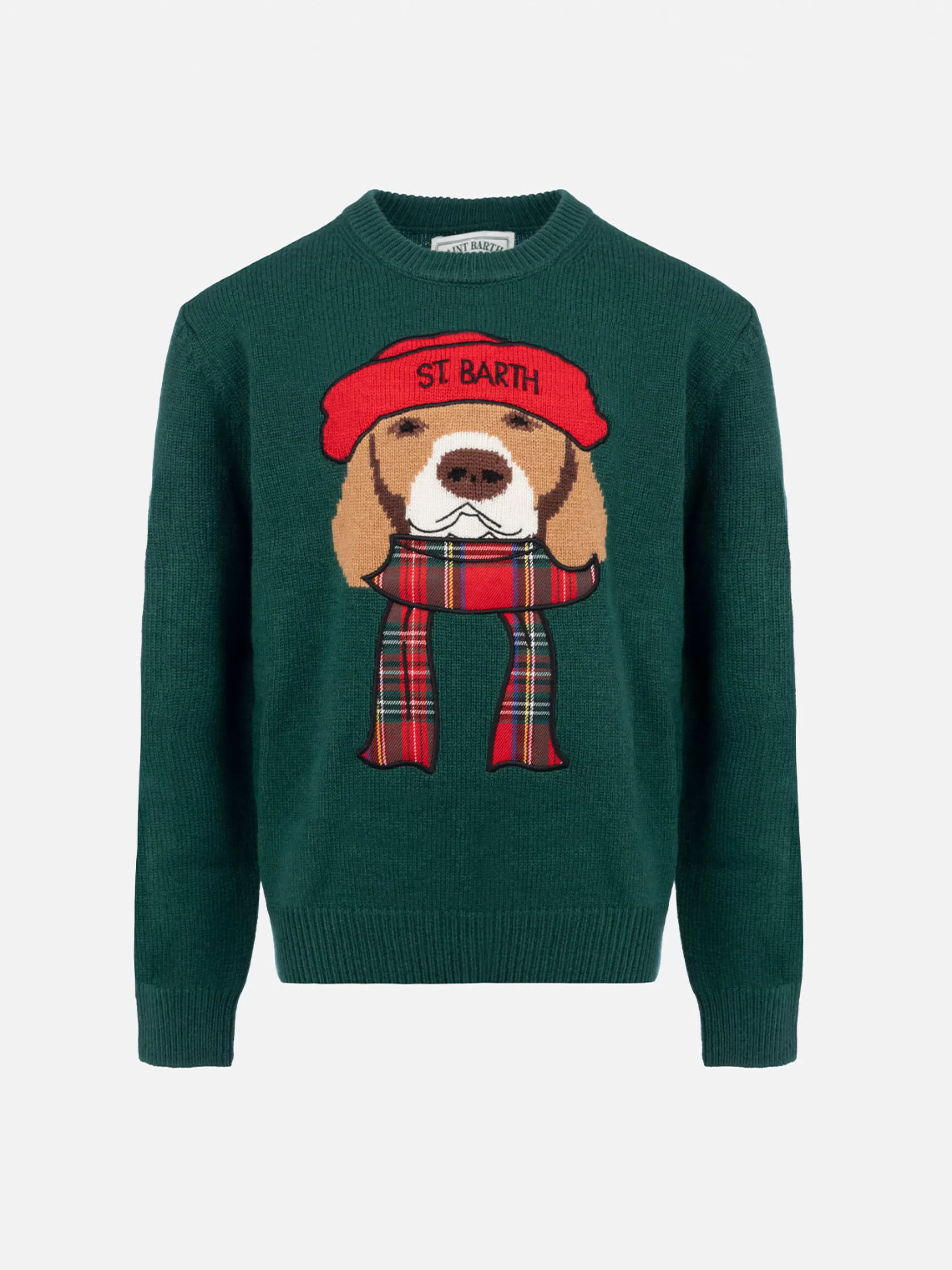 MC2 Saint Barth Boy green crewneck sweater beagle scarf Douglas Online