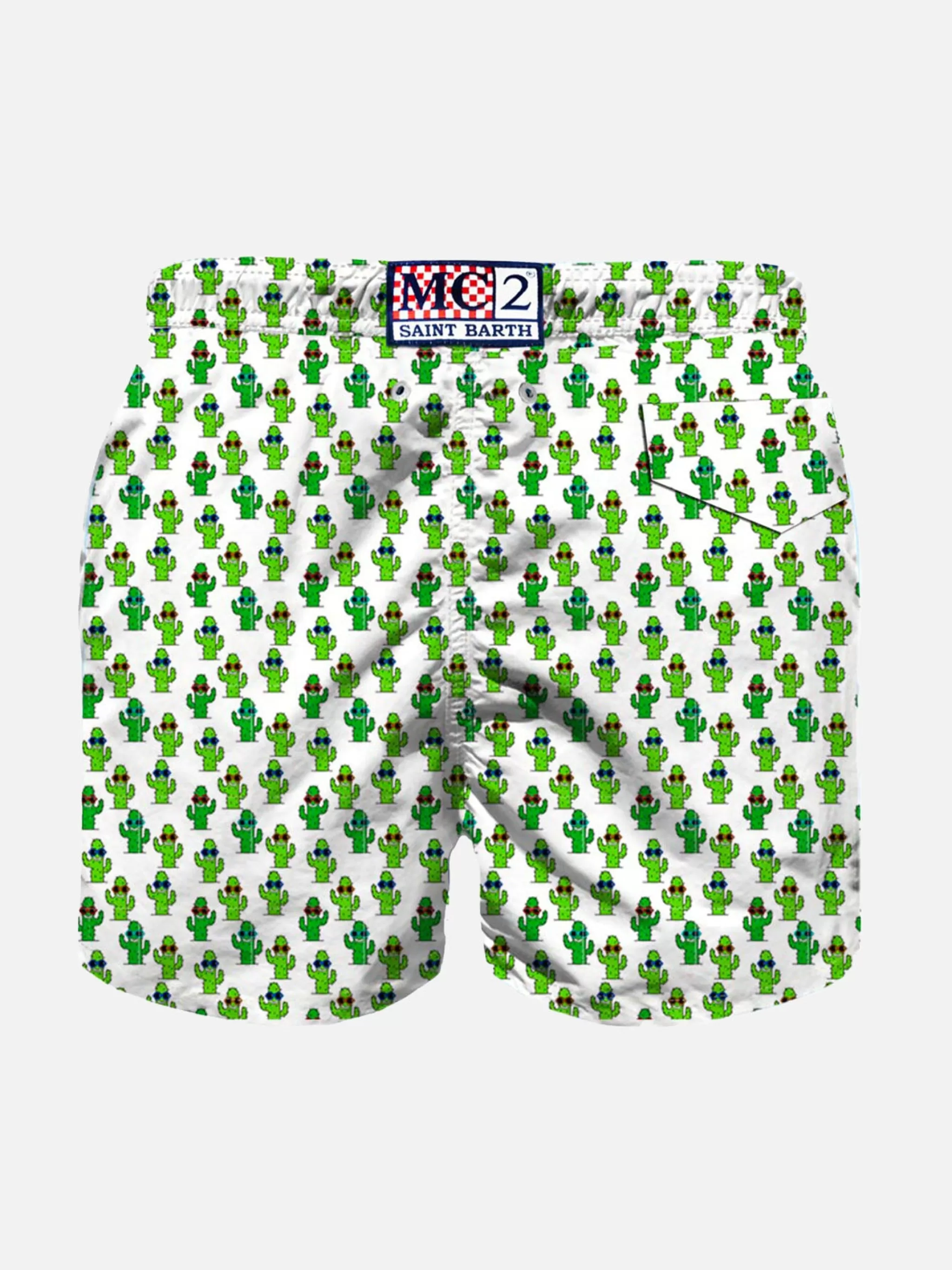 MC2 Saint Barth Boy light fabric swim shorts with cactus print Clearance