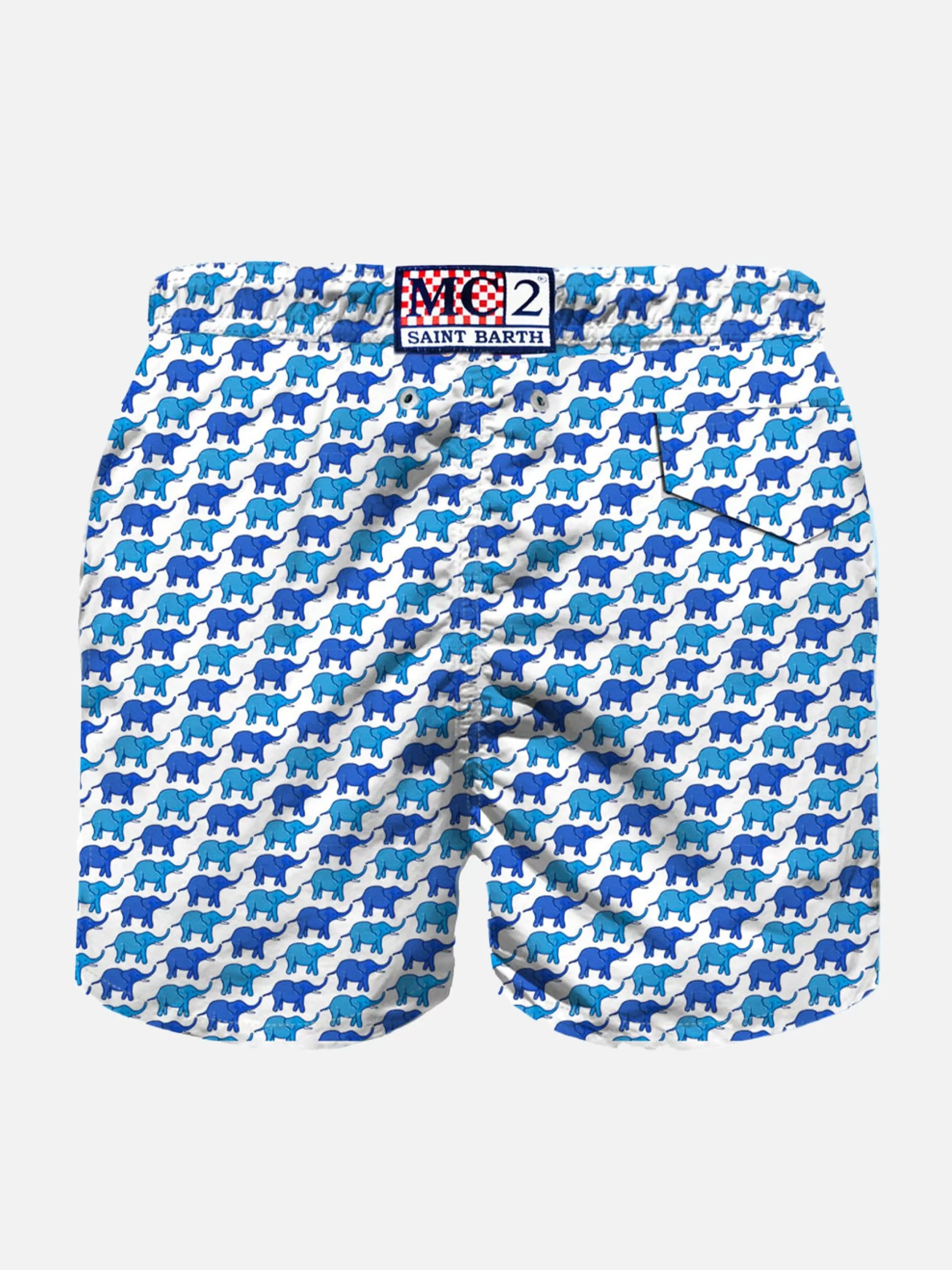 MC2 Saint Barth Boy light fabric swim shorts with elephant print Store