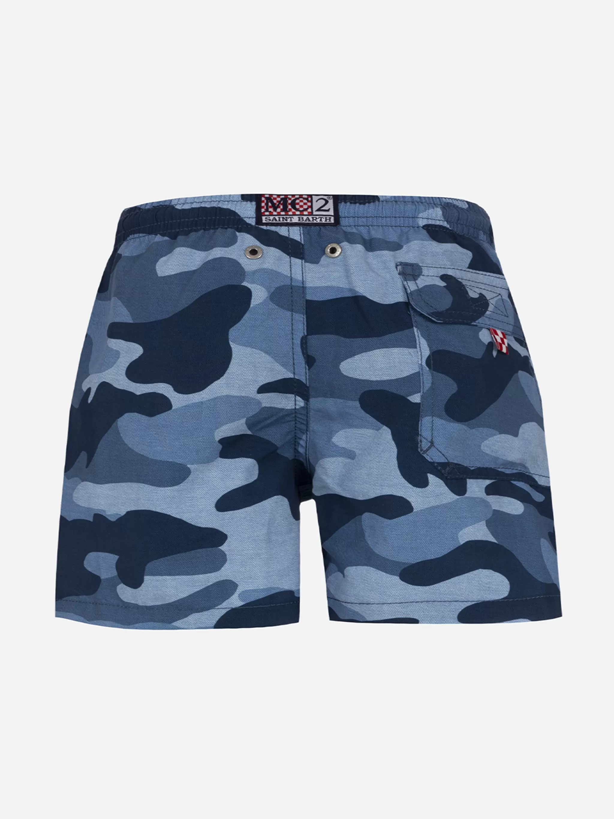 MC2 Saint Barth Boy mid-length Jean swim-shorts with camouflage print Store