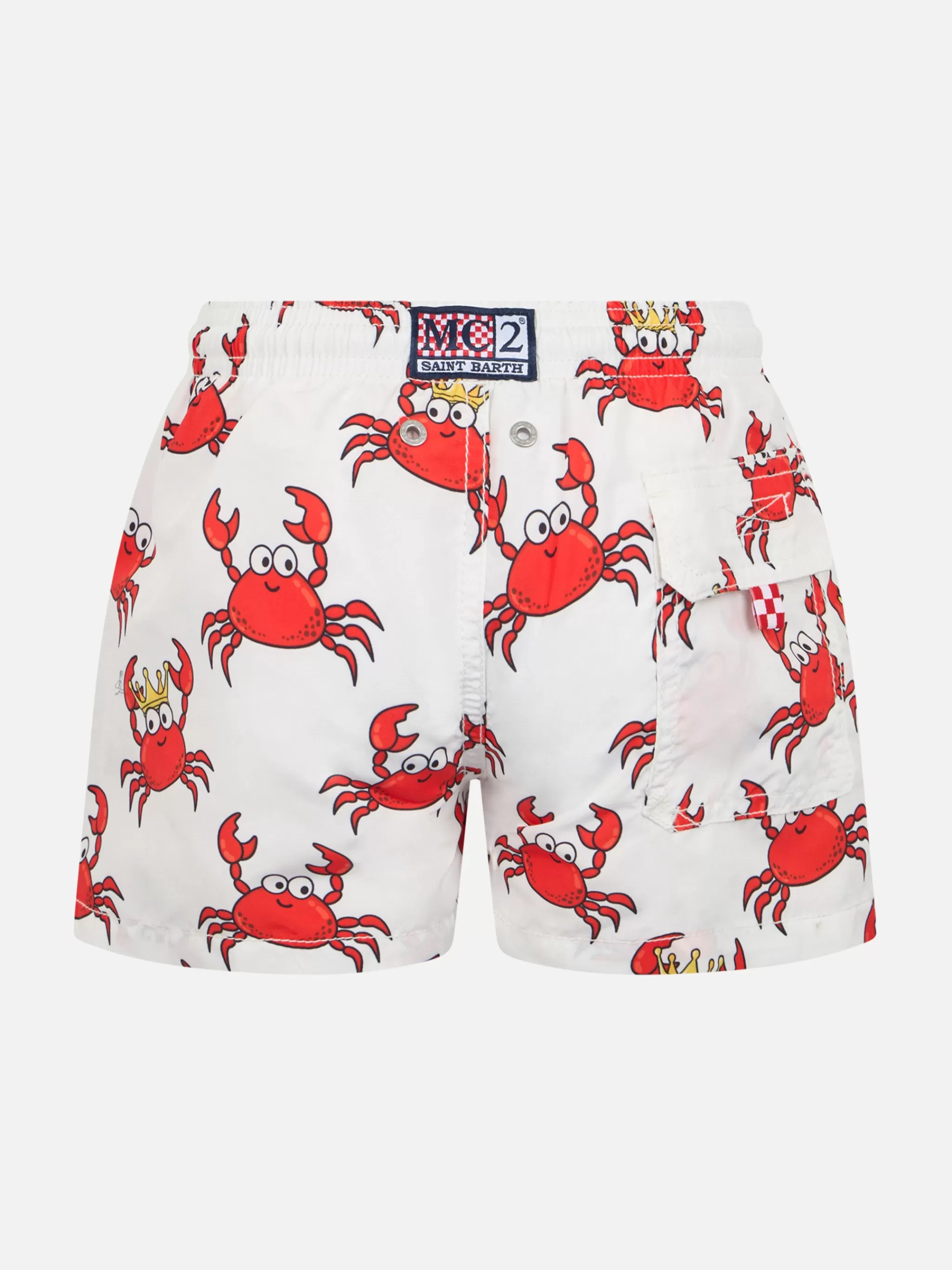 MC2 Saint Barth Boy mid-length Jean swim-shorts with king crab print Shop