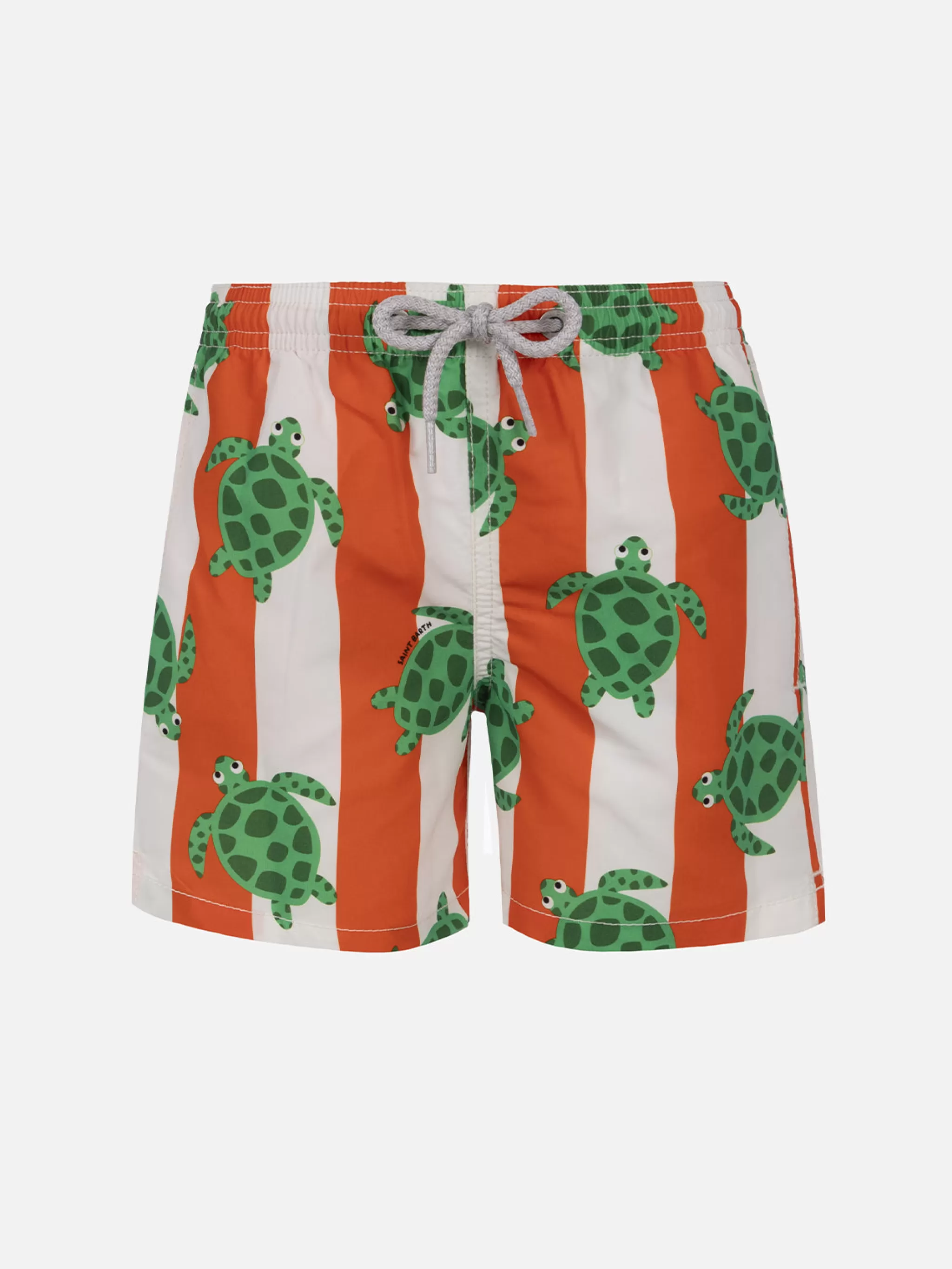 MC2 Saint Barth Boy mid-length Jean swim-shorts with sea turtle print Fashion