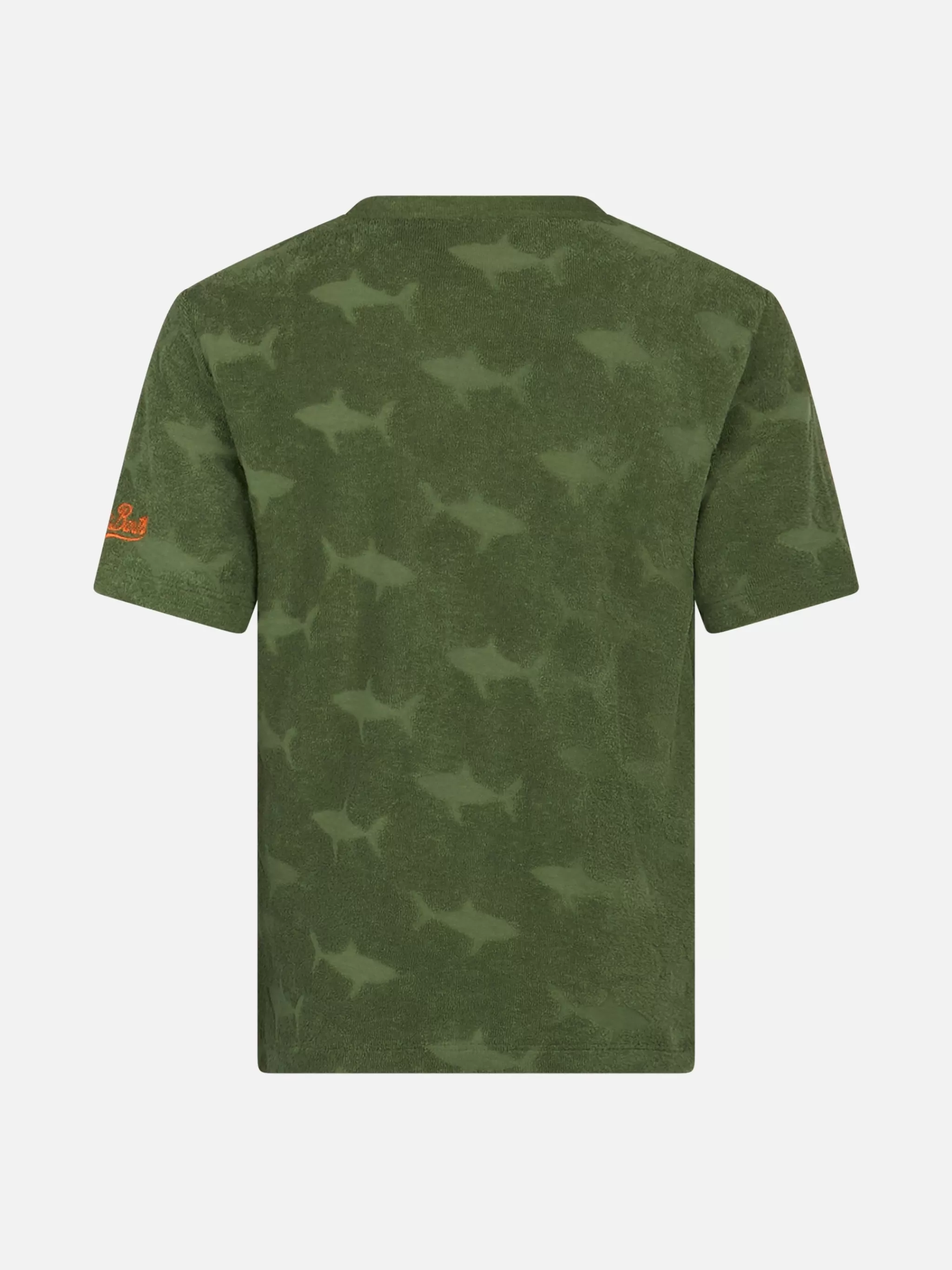 MC2 Saint Barth Boy military terry t-shirt Gary with shark embossed pattern Best