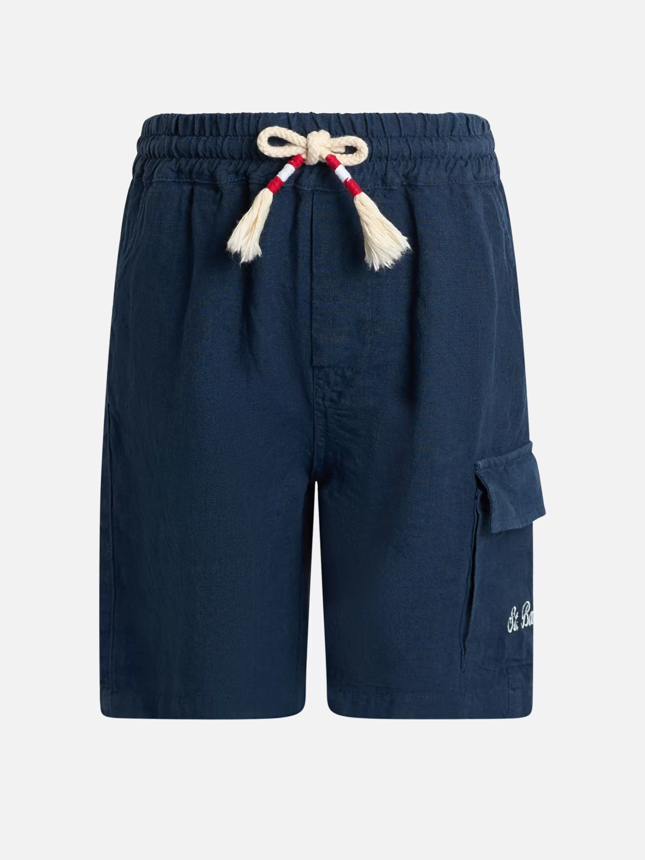 MC2 Saint Barth Boy navy blue linen bemuda Marseille Jr Flash Sale