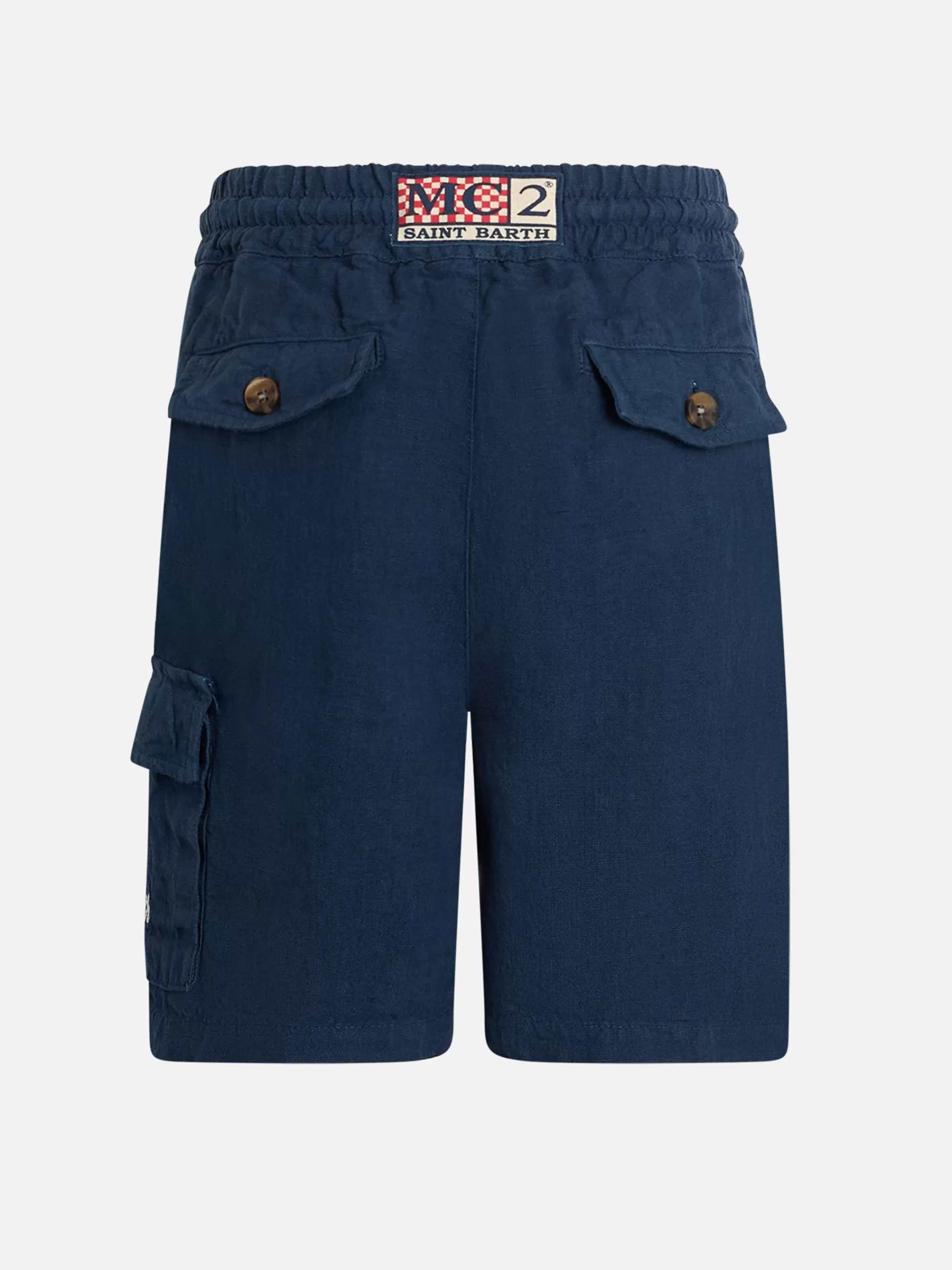 MC2 Saint Barth Boy navy blue linen bemuda Marseille Jr Flash Sale