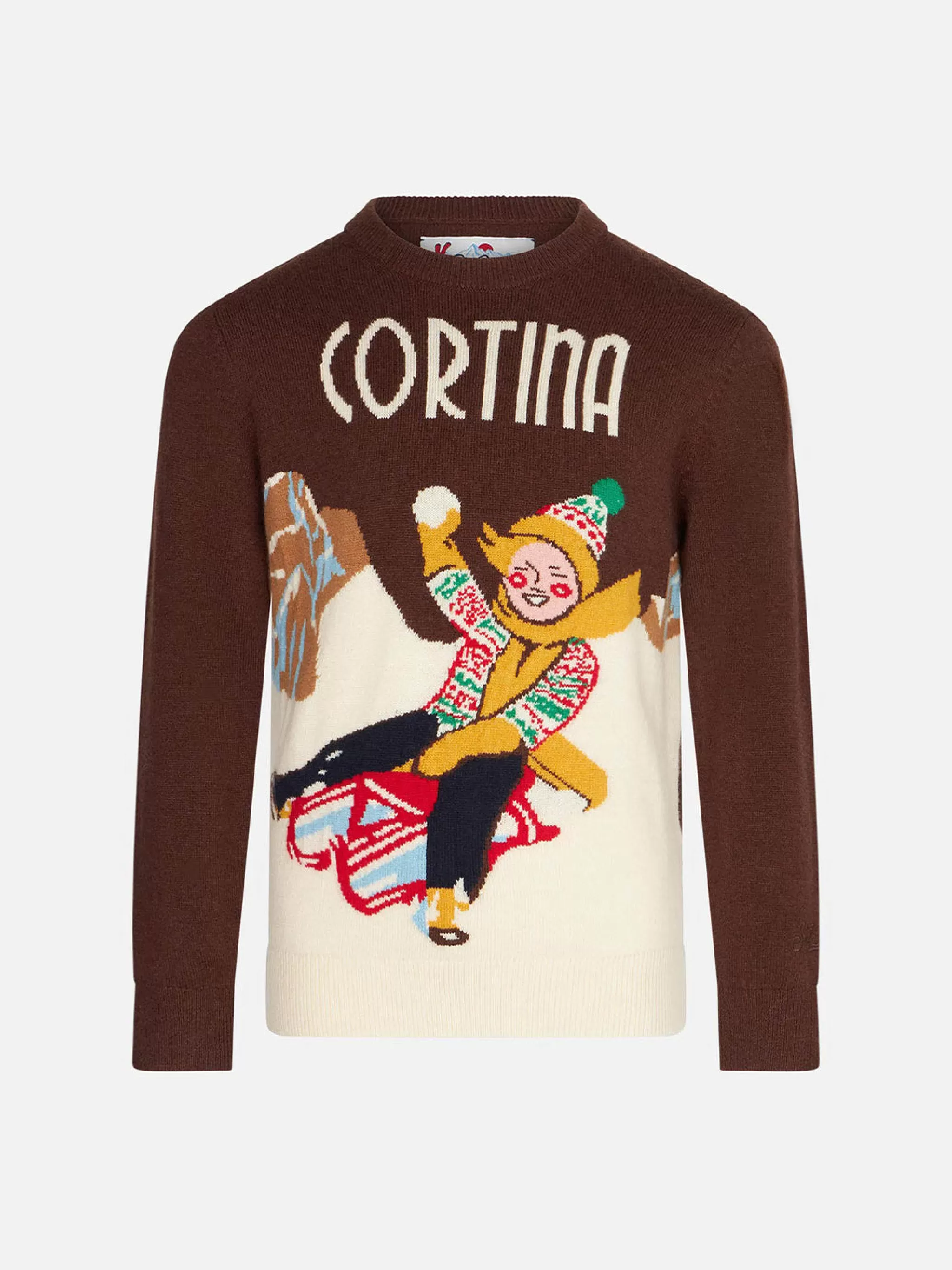 MC2 Saint Barth Boy sweater with Cortina postcard print Discount