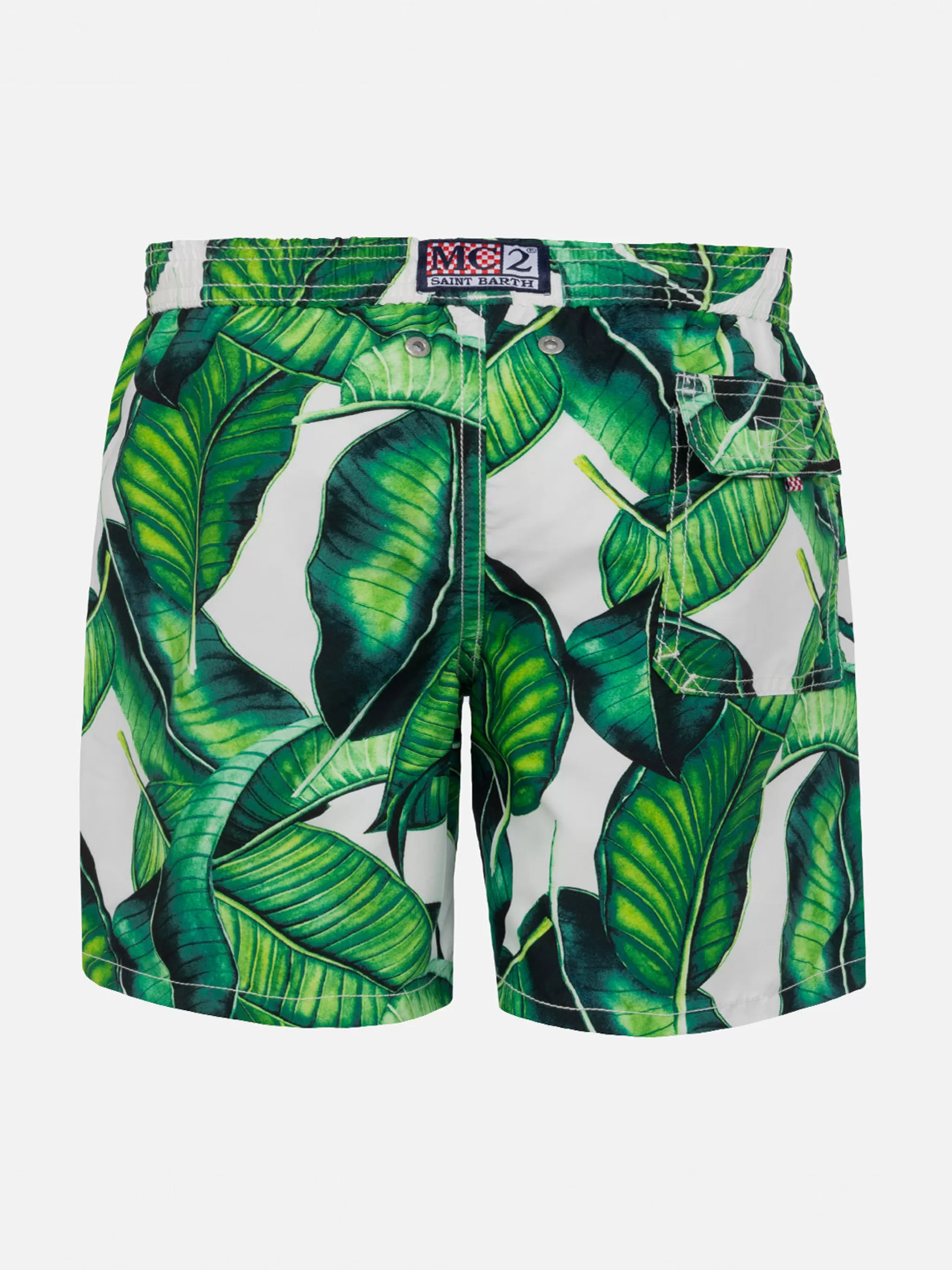 MC2 Saint Barth Boy swim shorts with banana leaves print Outlet