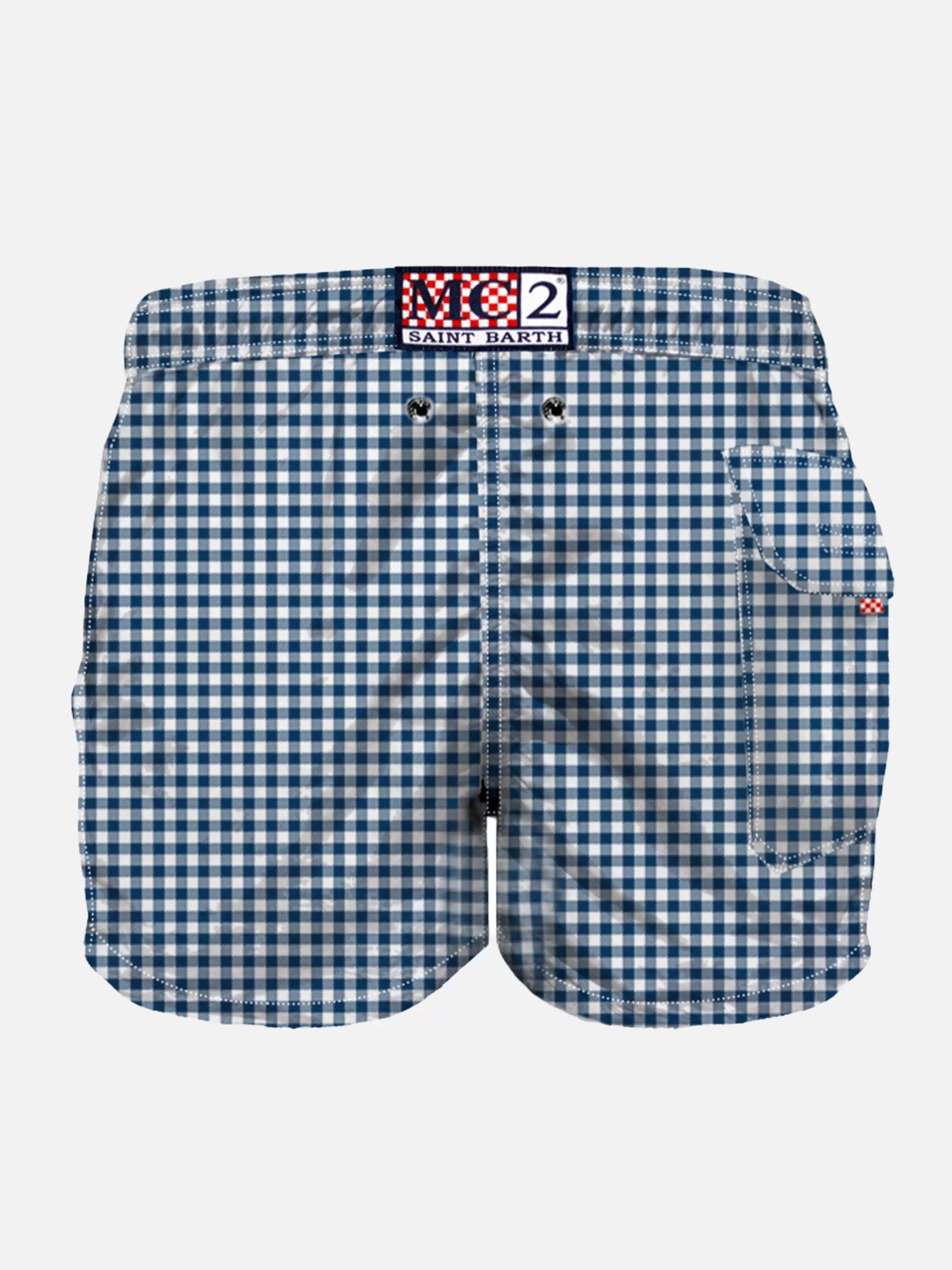 MC2 Saint Barth Boy swim shorts with Blue Vichy pattern Shop