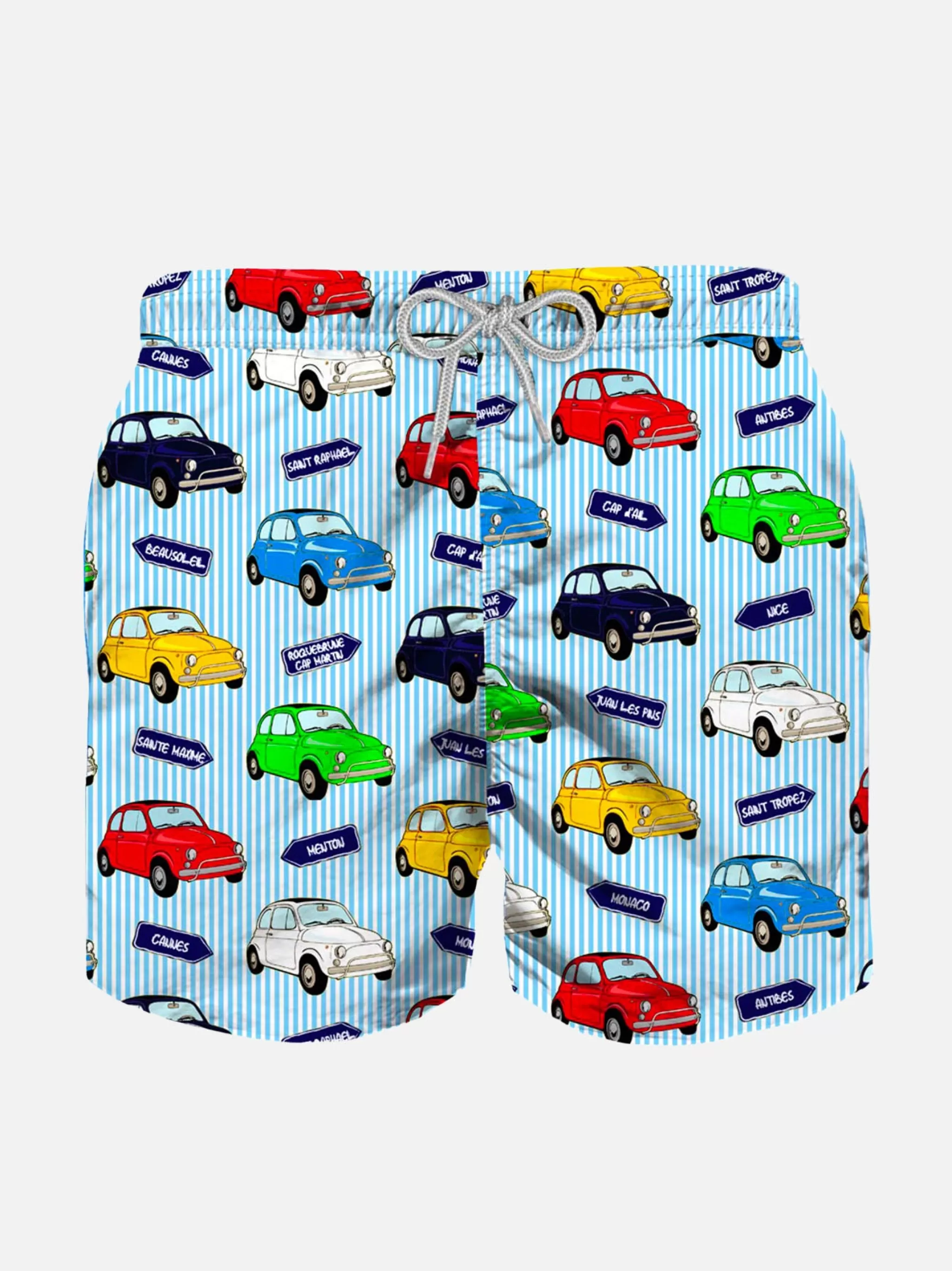 MC2 Saint Barth Boy swim shorts with car print | FIAT© 500 Cheap