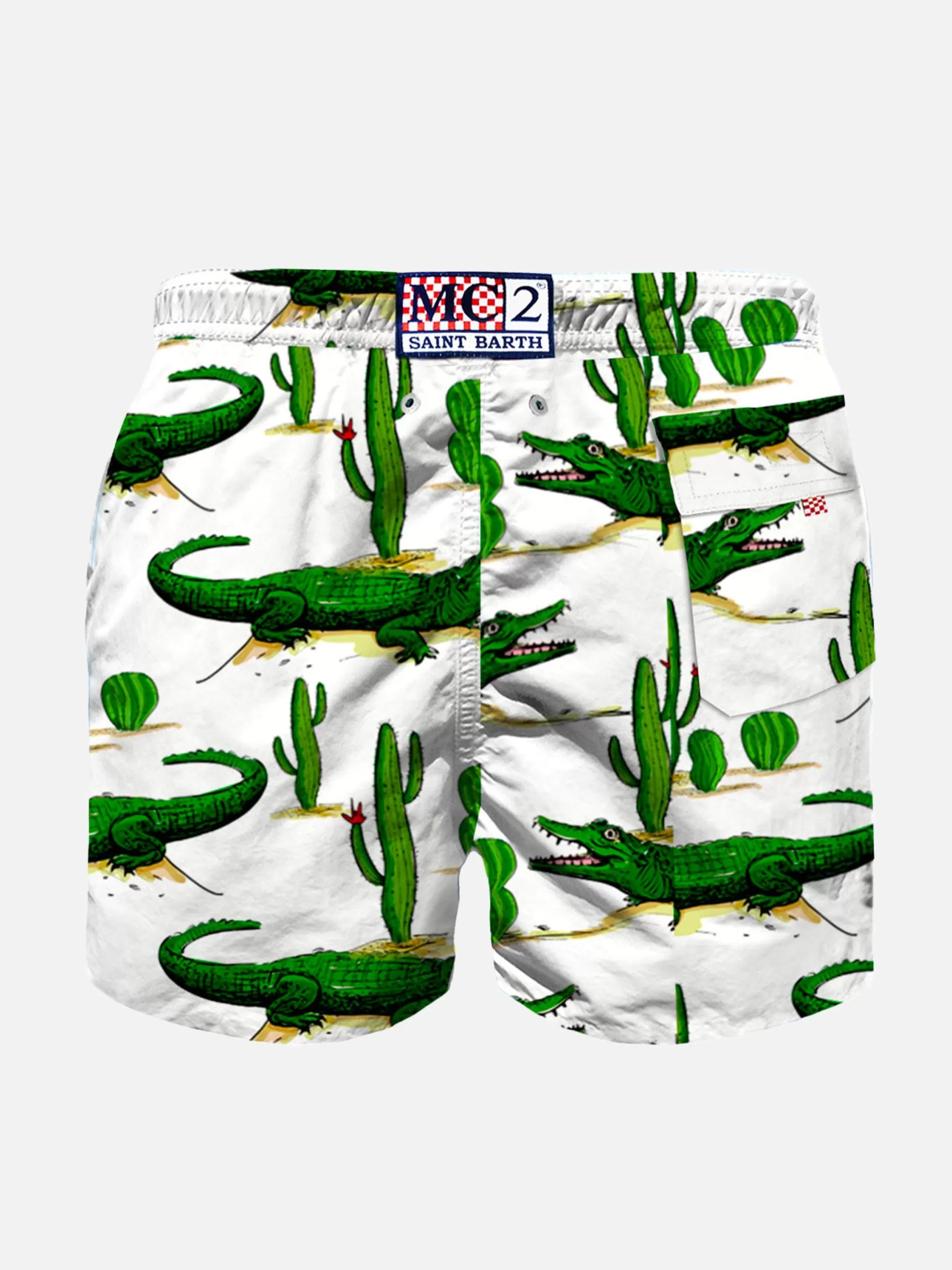 MC2 Saint Barth Boy swim shorts with crocodile and cactus print Fashion