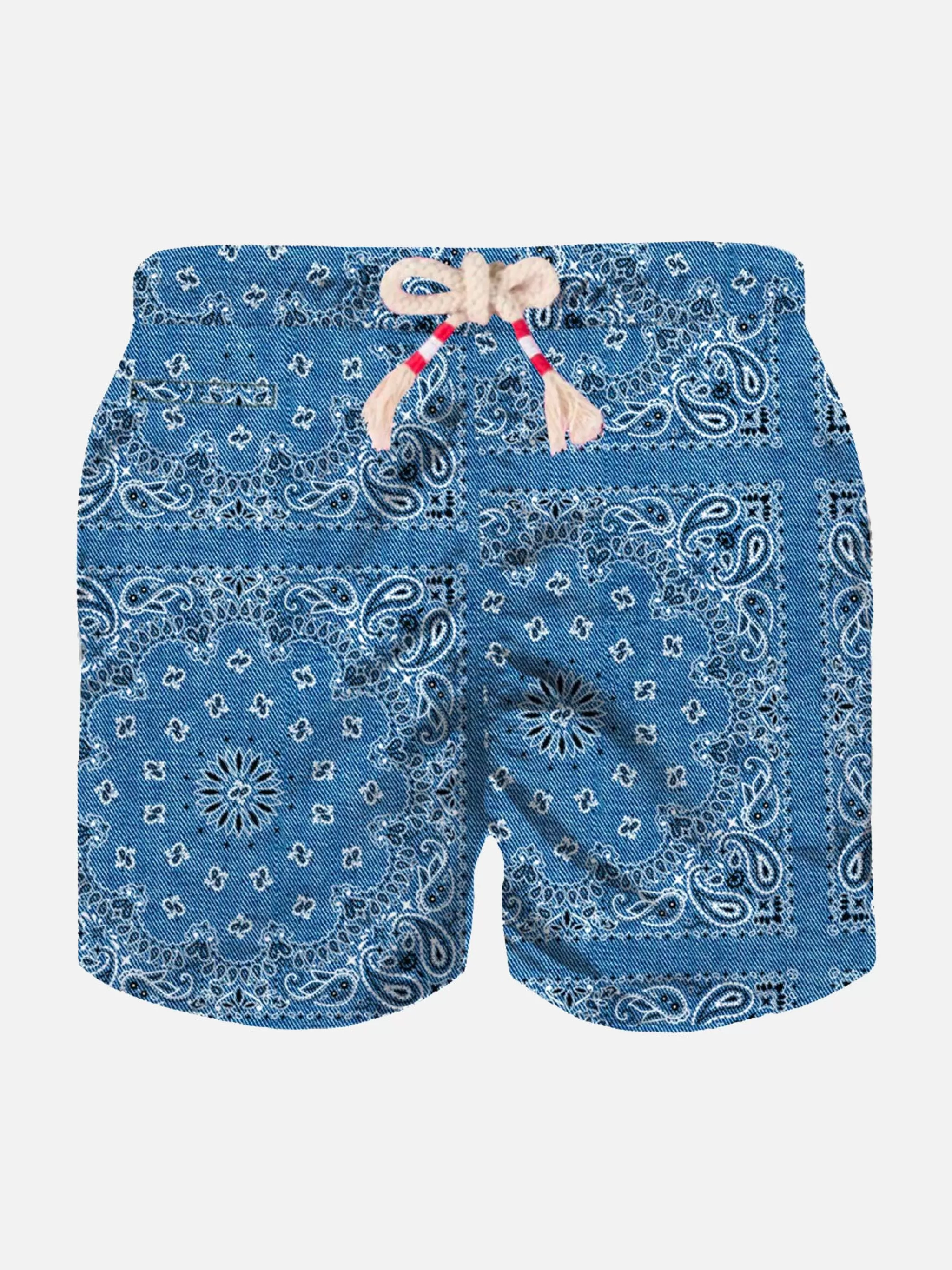 MC2 Saint Barth Boy swim shorts with denim bandanna print Shop