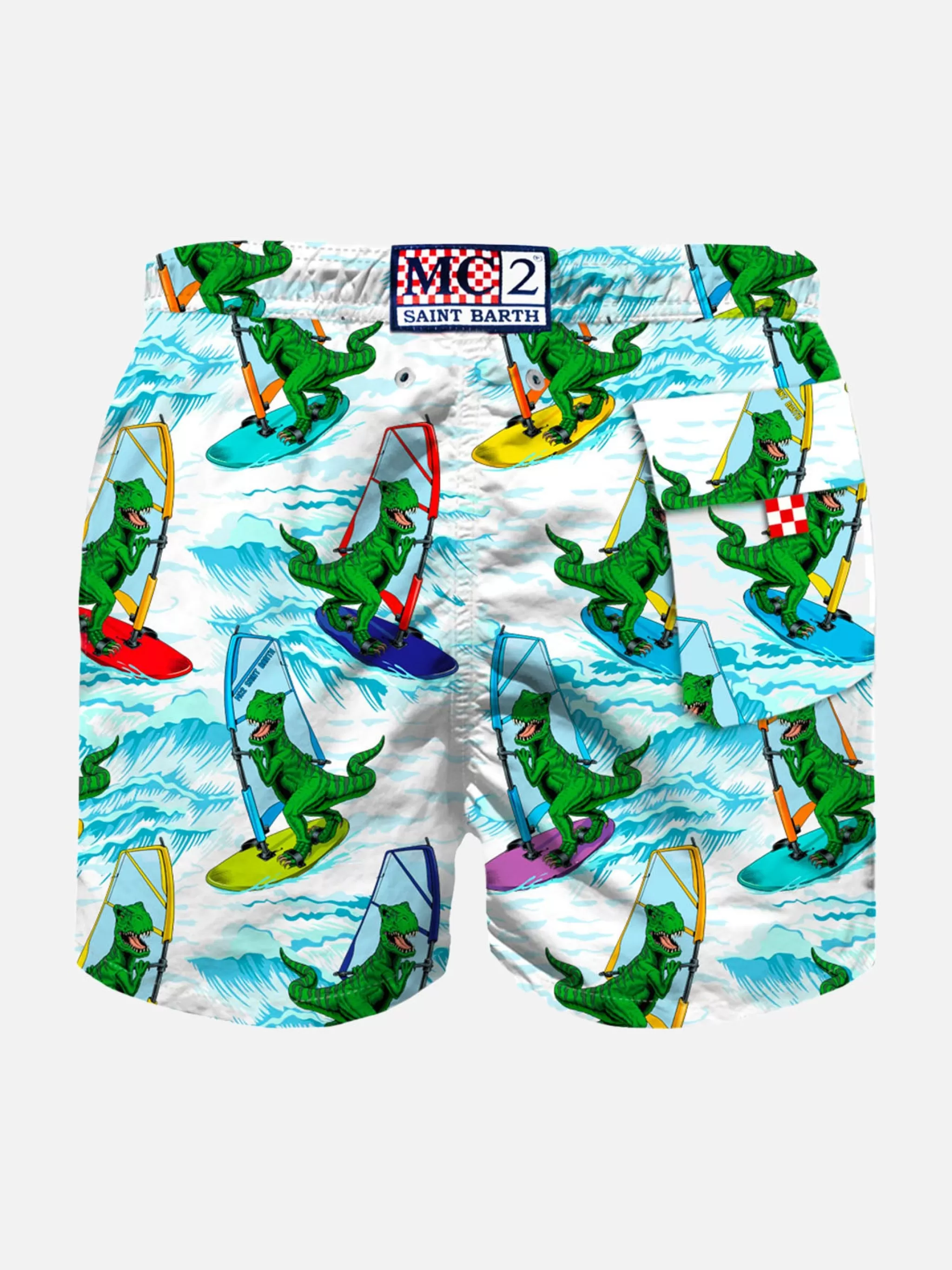 MC2 Saint Barth Boy swim shorts with dinosaur print Clearance