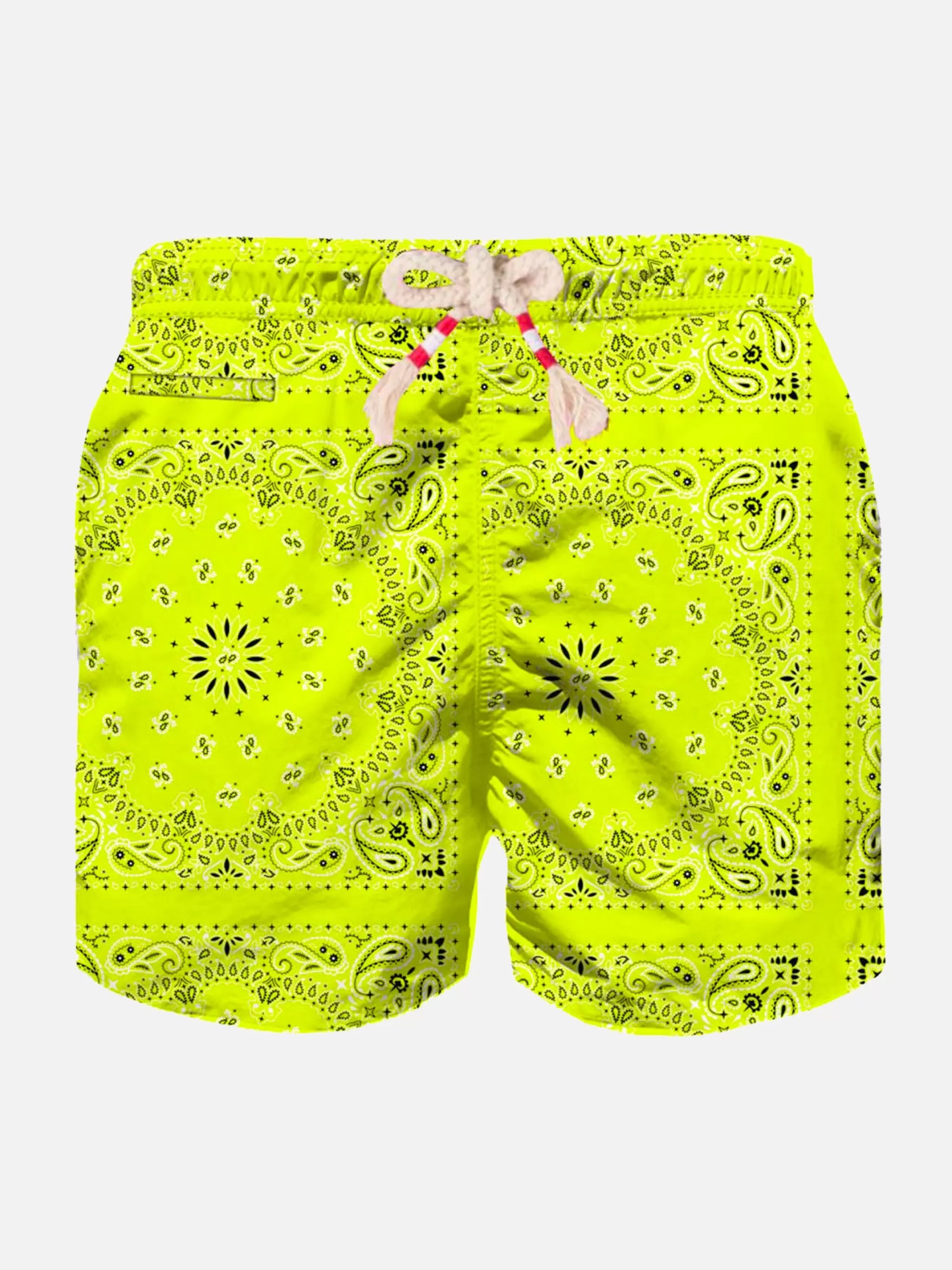 MC2 Saint Barth Boy swim shorts with fluo yellow bandanna print Cheap