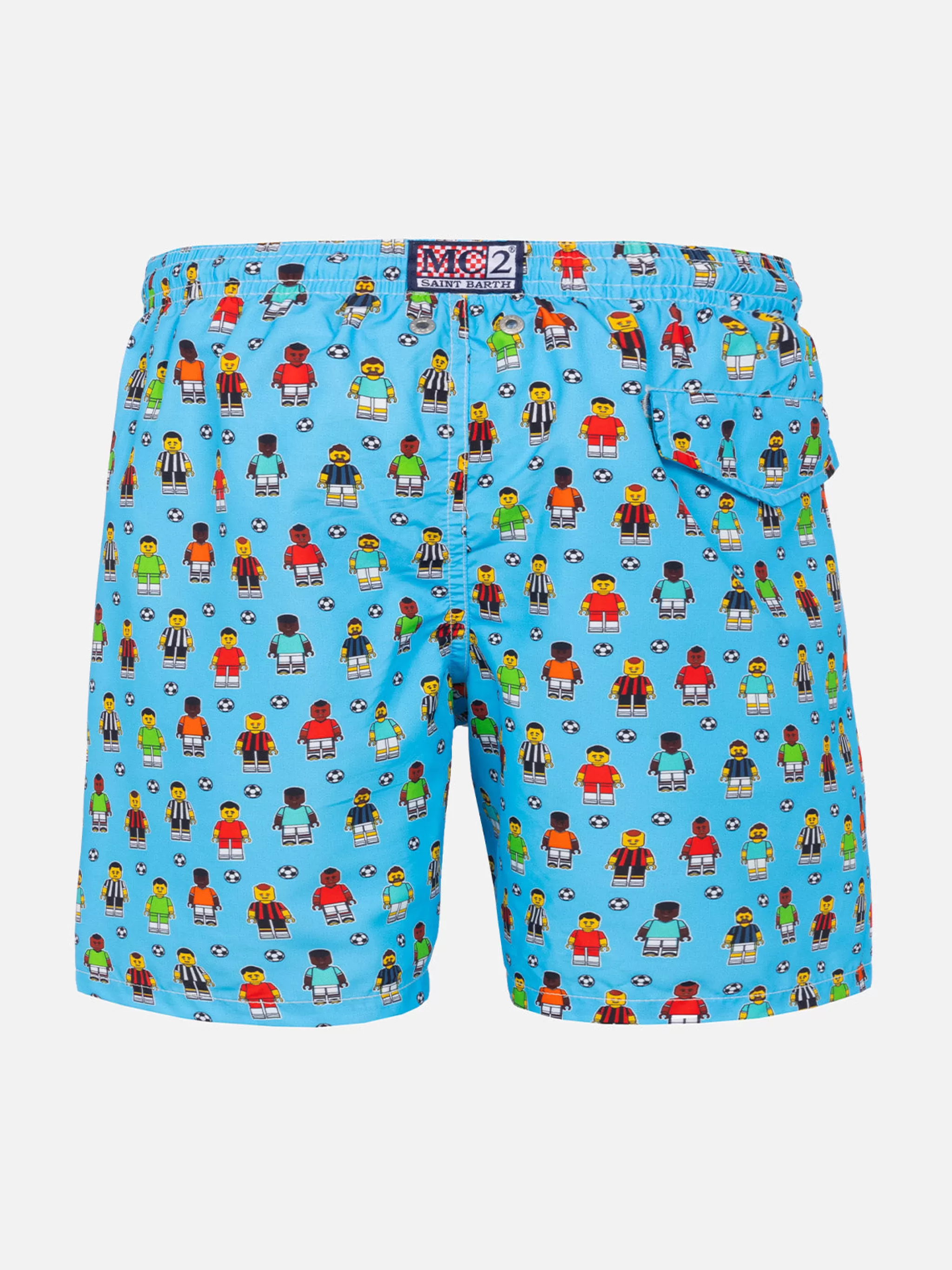 MC2 Saint Barth Boy swim shorts with football players print Online