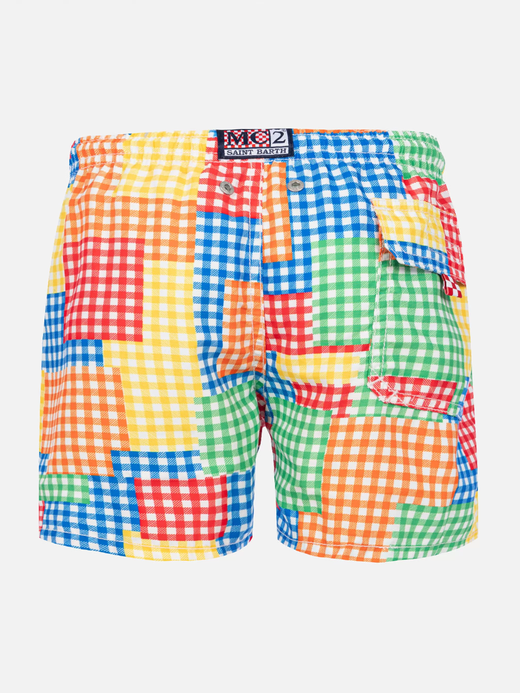 MC2 Saint Barth Boy swim shorts with gingham print Cheap