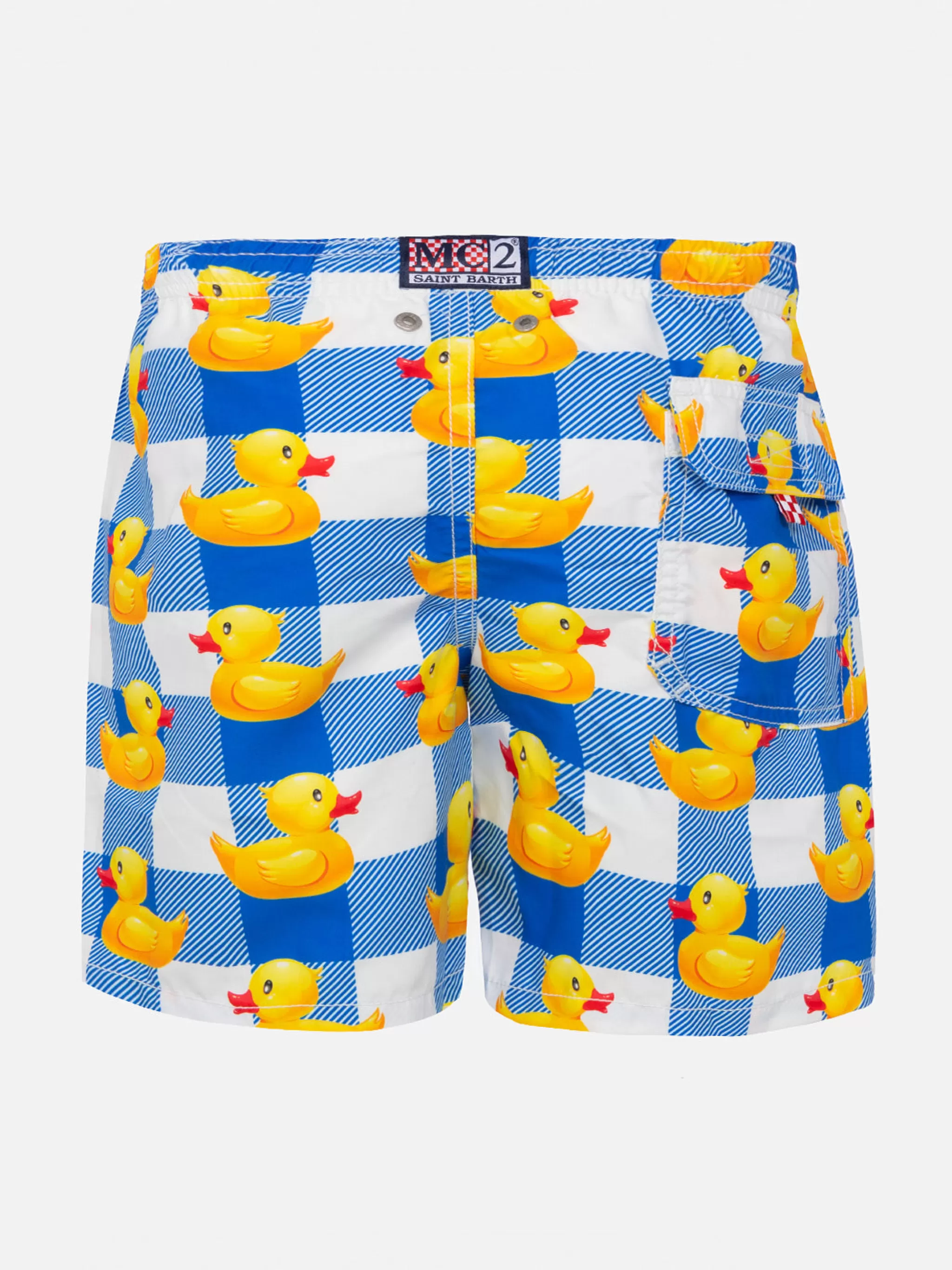 MC2 Saint Barth Boy swim shorts with gingham with ducky print Online