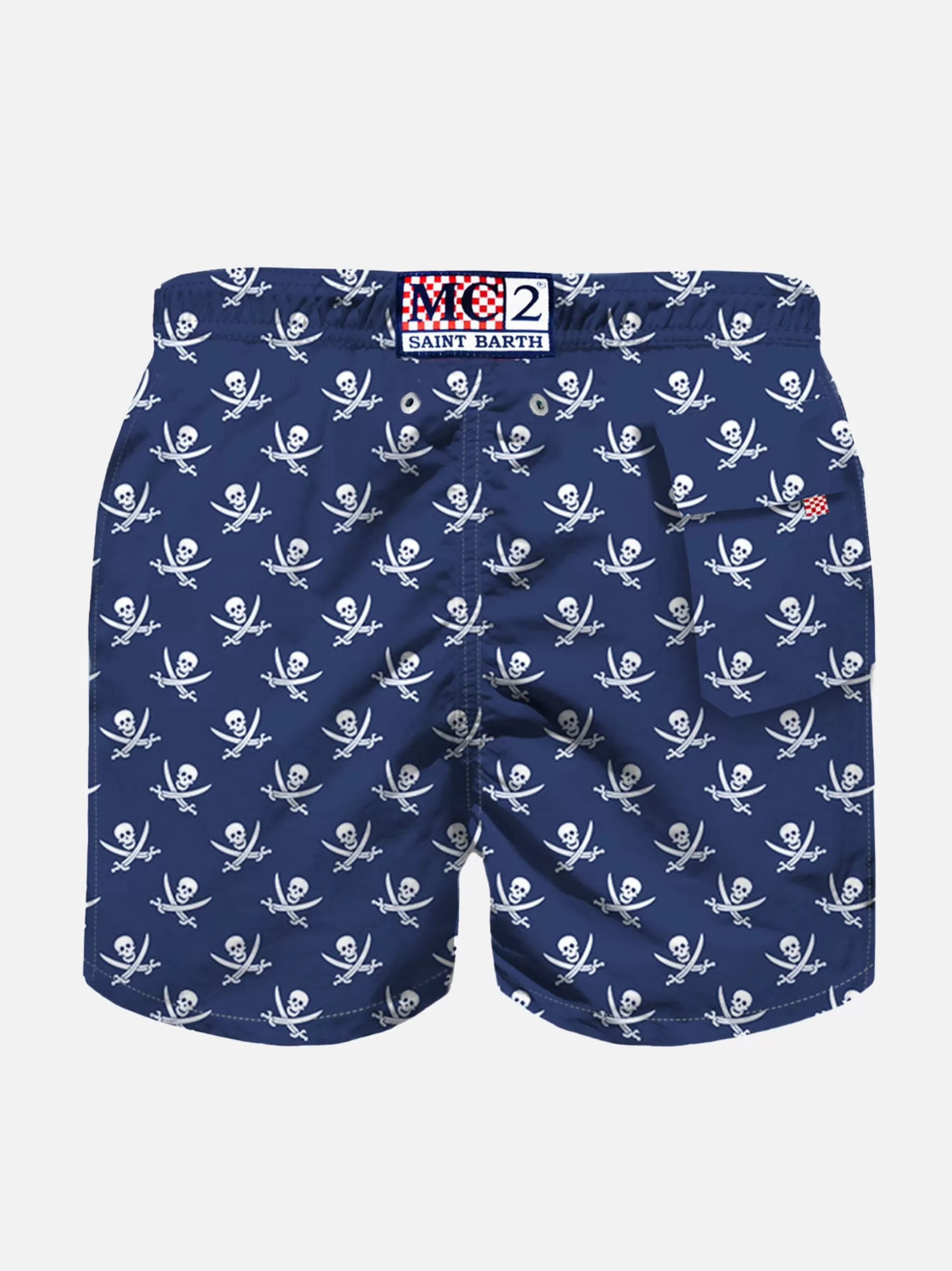 MC2 Saint Barth Boy swim shorts with Pirate Skulls print Sale