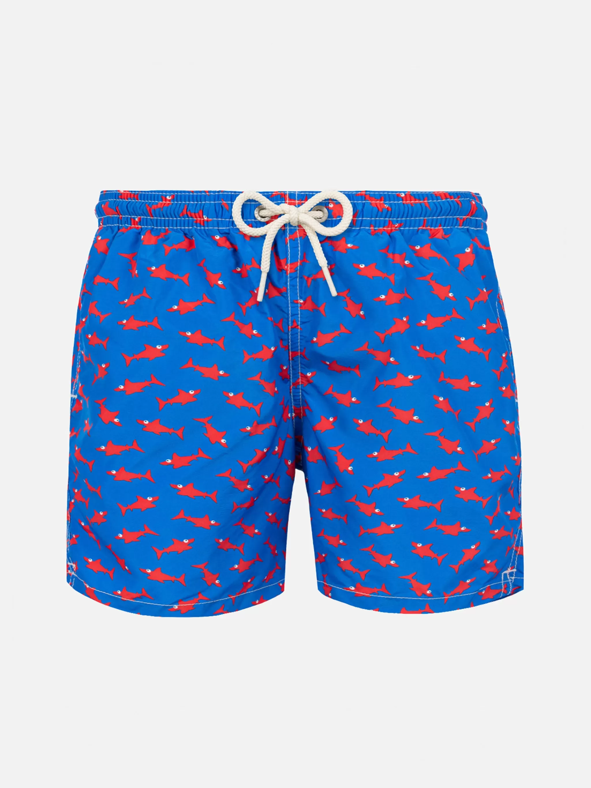 MC2 Saint Barth Boy swim shorts with red shark print Best Sale