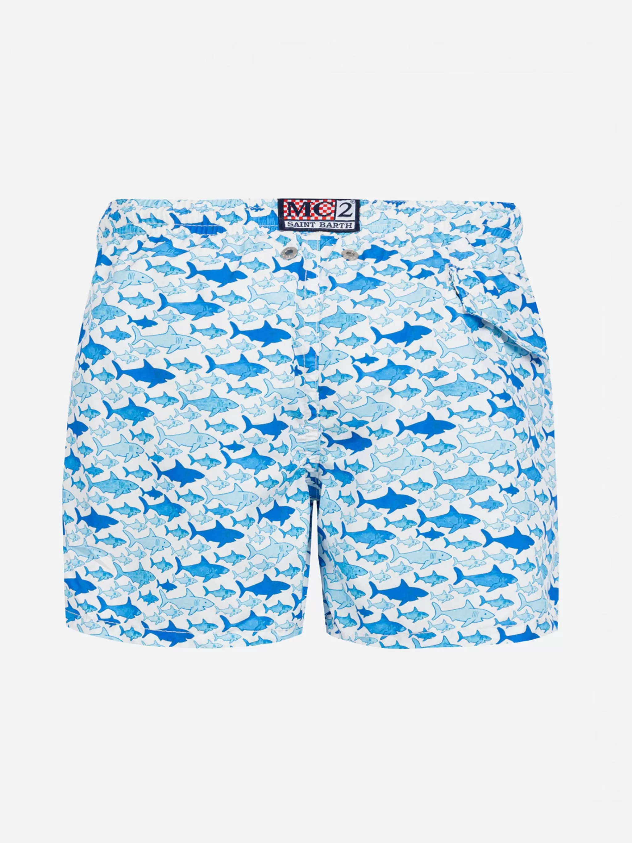 MC2 Saint Barth Boy swim shorts with shark print Discount