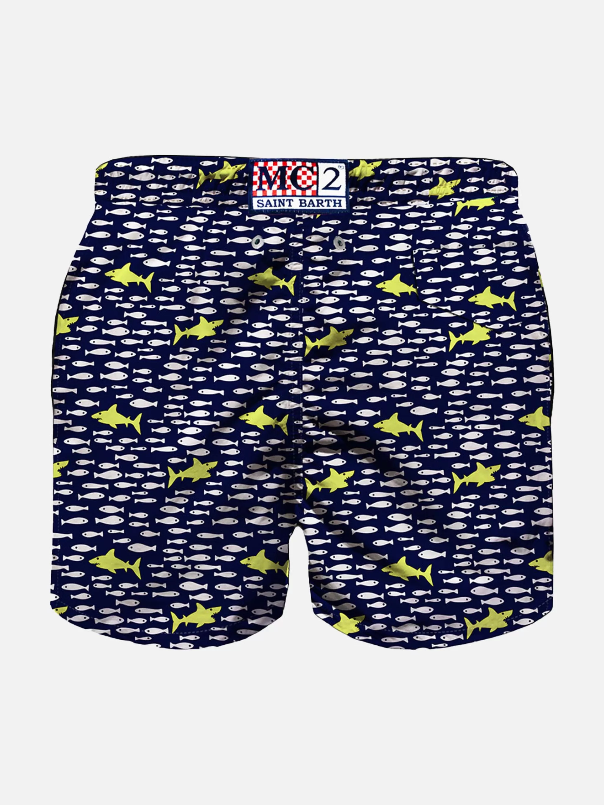 MC2 Saint Barth Boy swim shorts with sharks and fishes print Discount