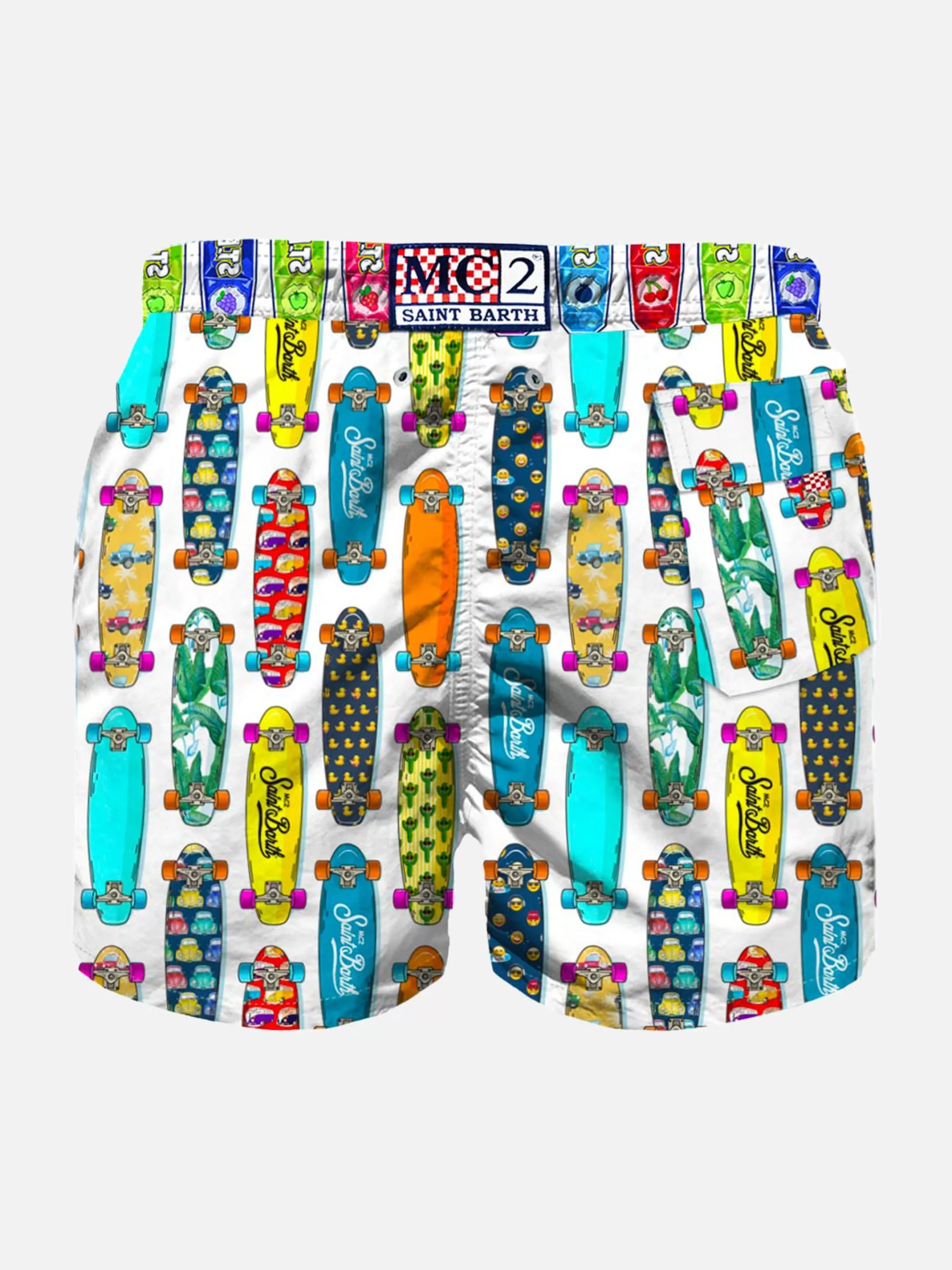 MC2 Saint Barth Boy swim shorts with skateboard print Clearance