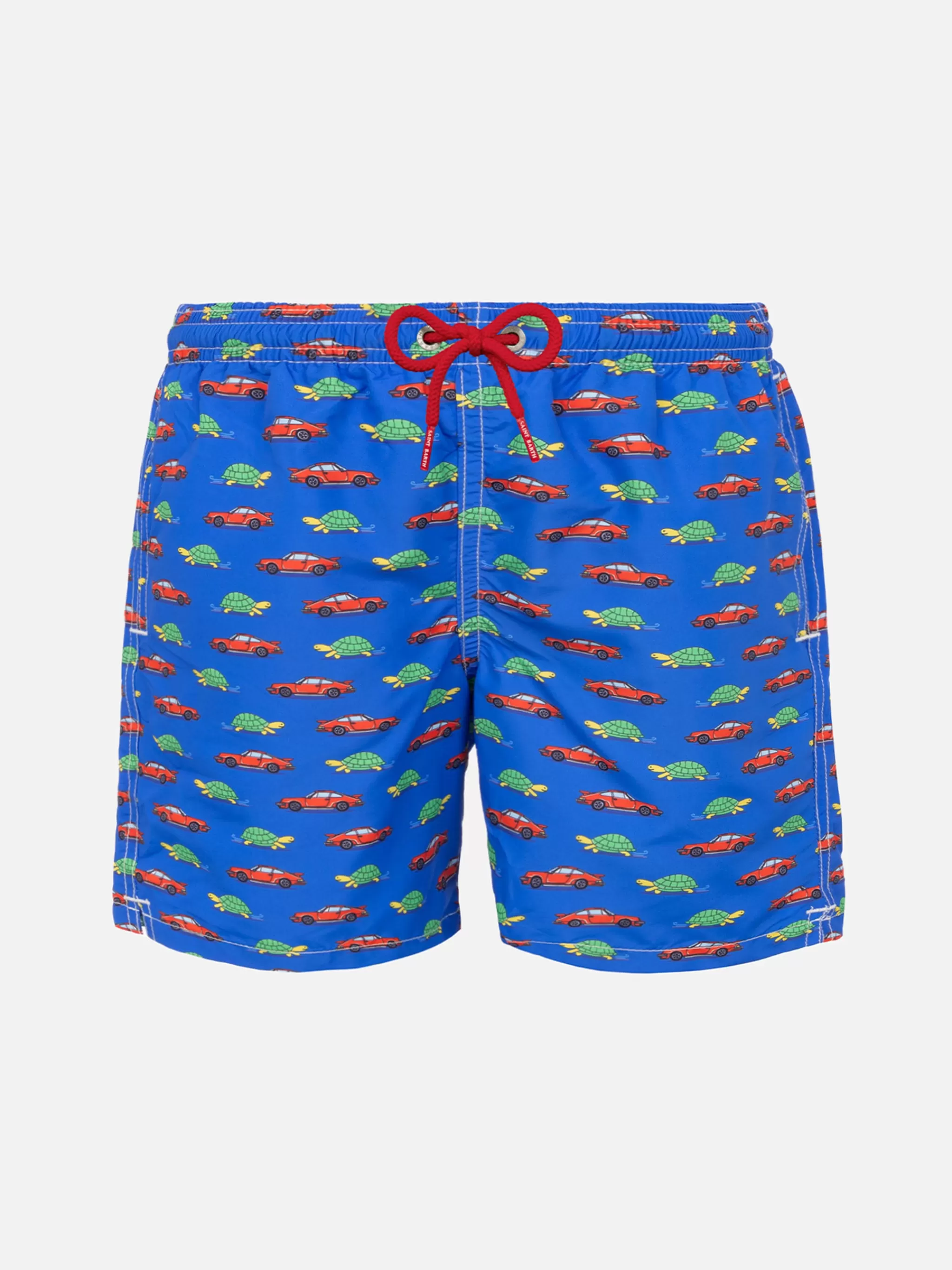 MC2 Saint Barth Boy swim shorts with turtle and car print Outlet