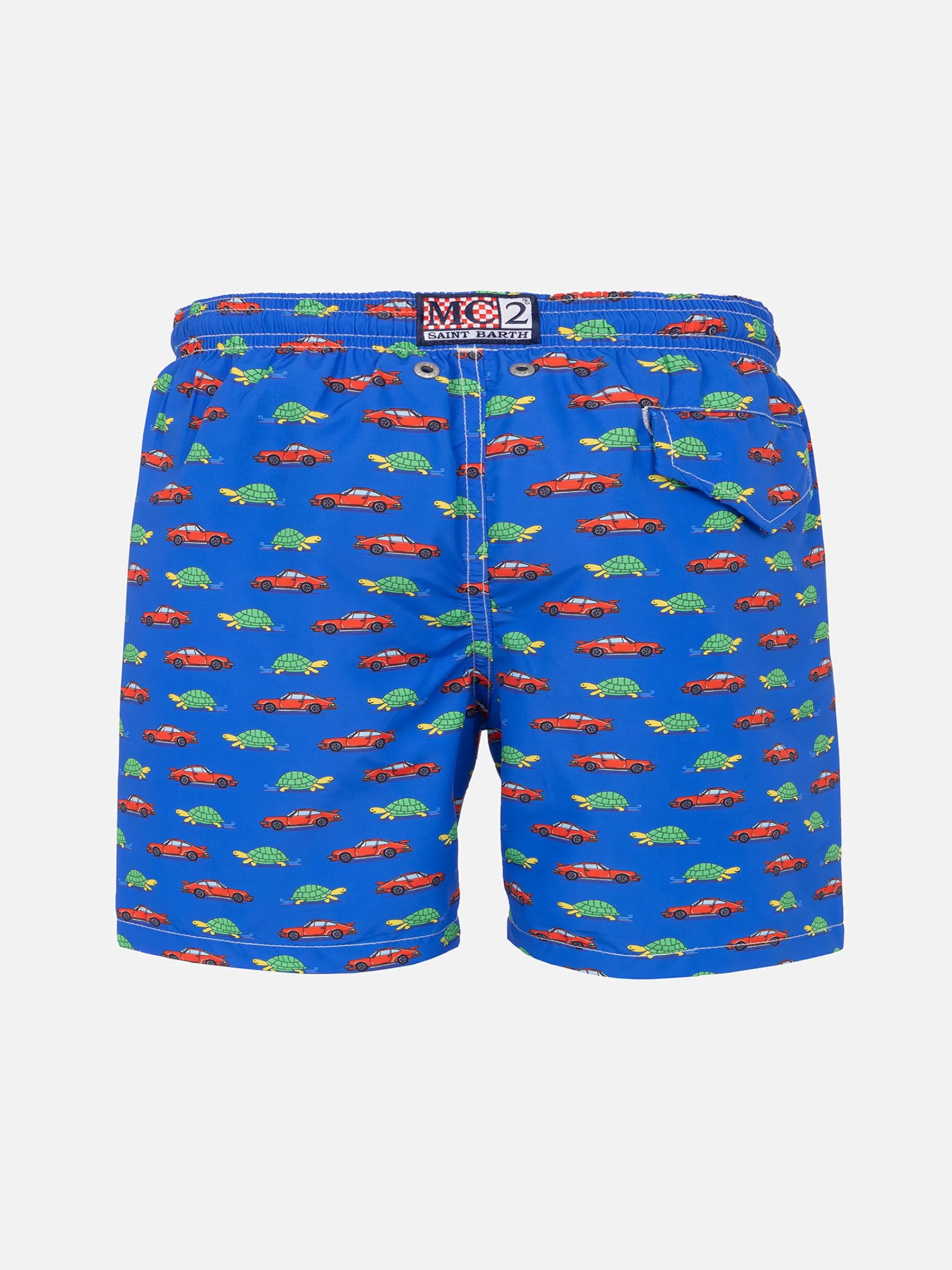 MC2 Saint Barth Boy swim shorts with turtle and car print Outlet