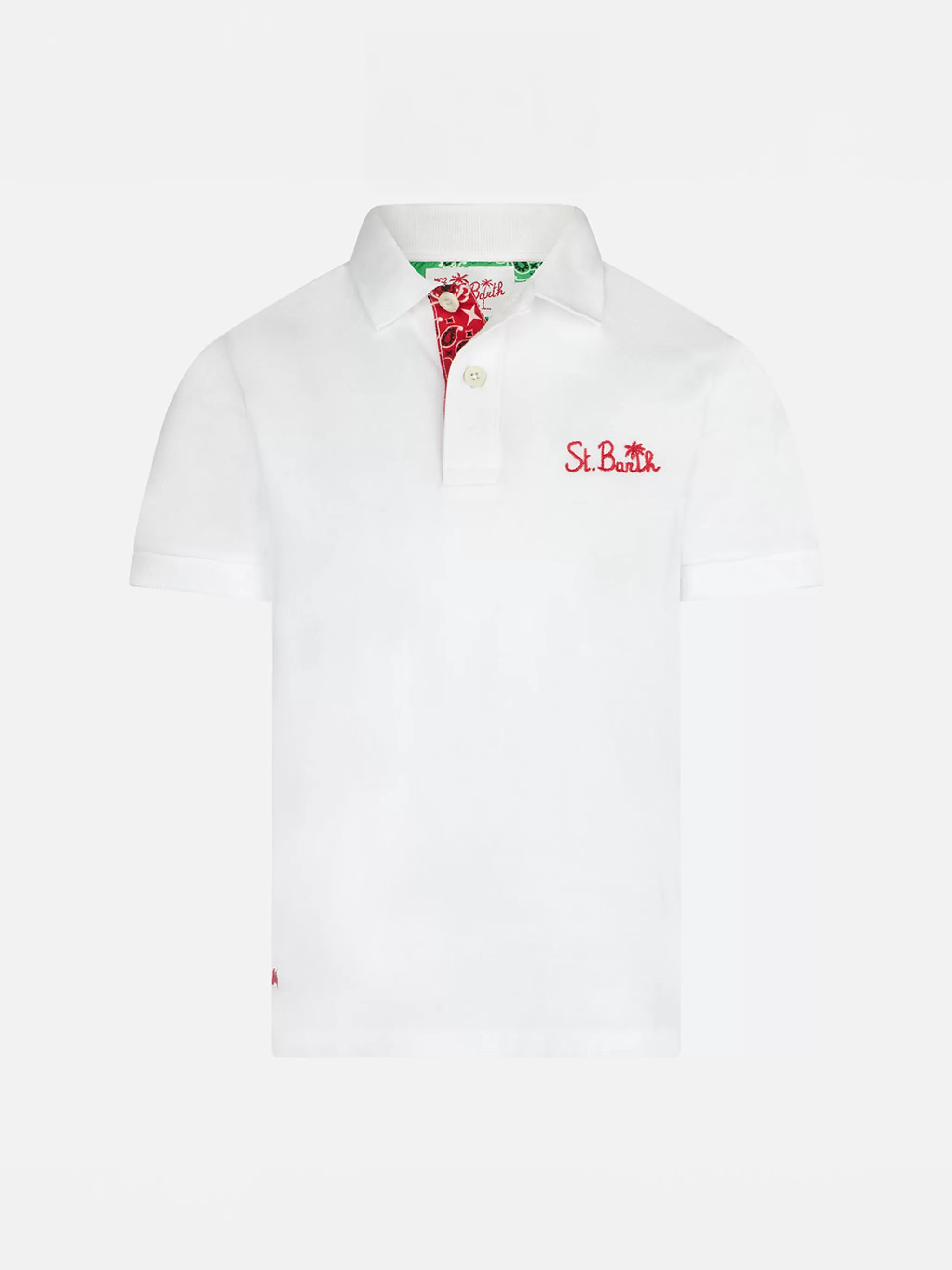 MC2 Saint Barth Boy white cotton piquet polo with embroidery Cheap