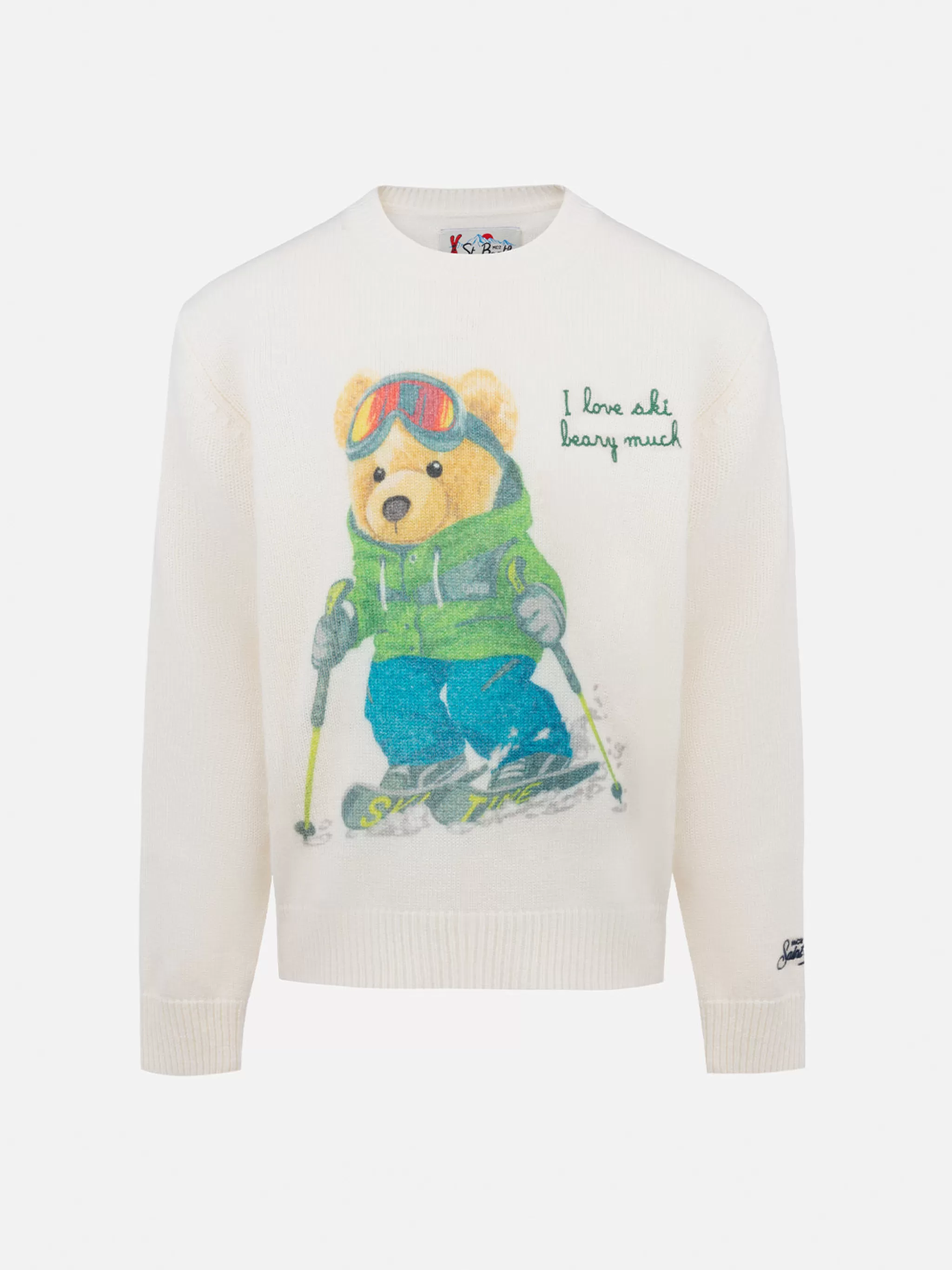 MC2 Saint Barth Boy white crewneck sweater Douglas with beary much embroidery Cheap