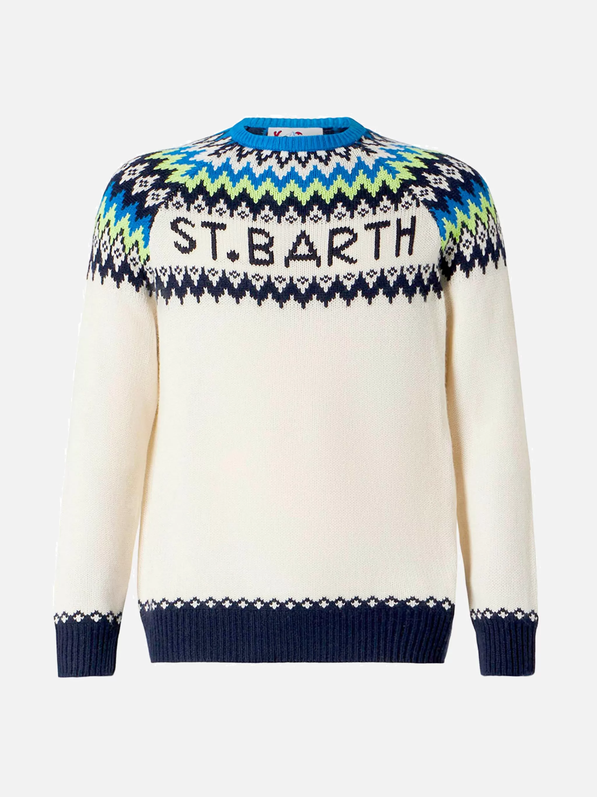 MC2 Saint Barth Boy white sweater with Icelandic jacquard Cheap