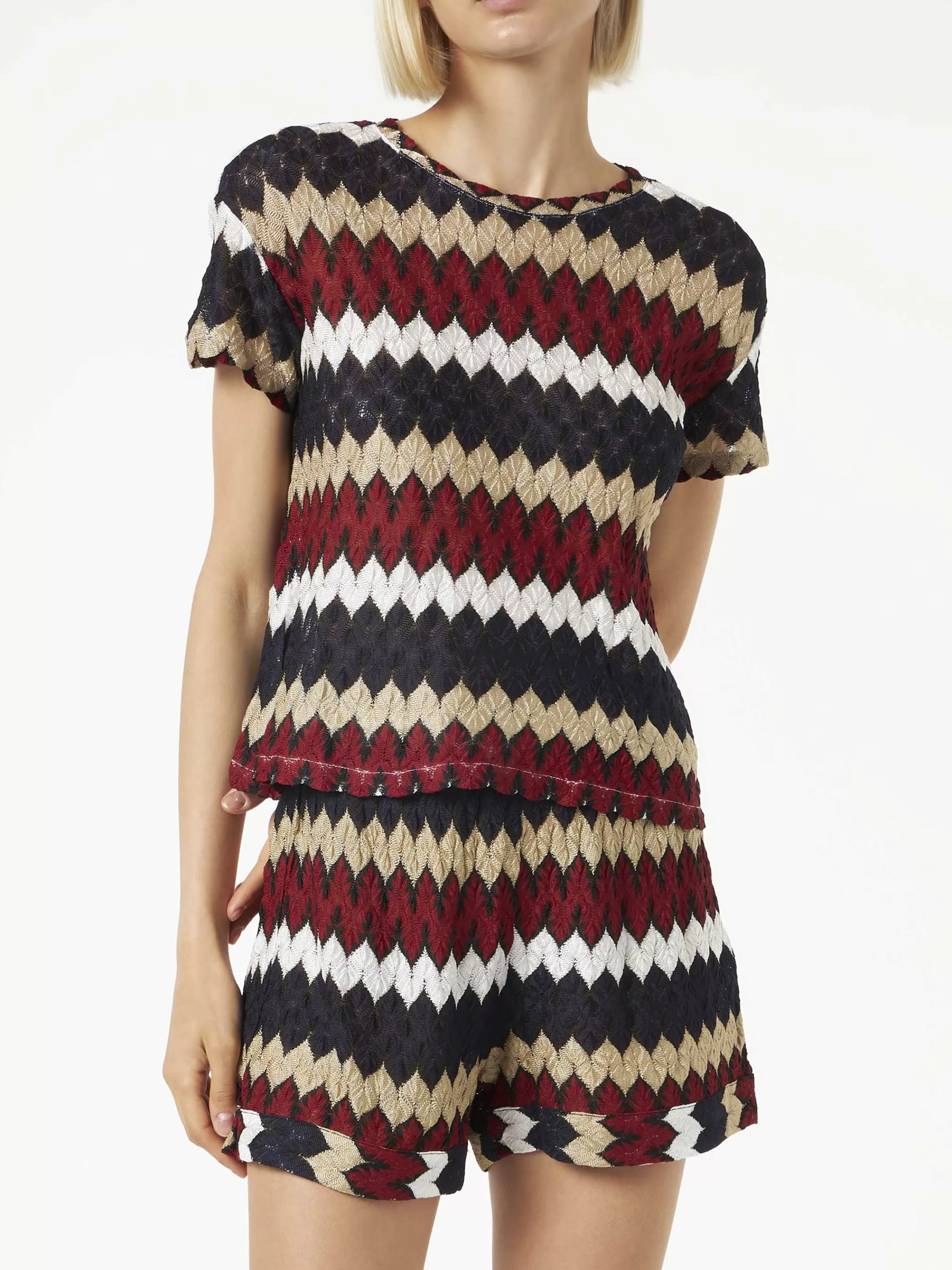 MC2 Saint Barth Burgundy chevron knitted top Best Sale