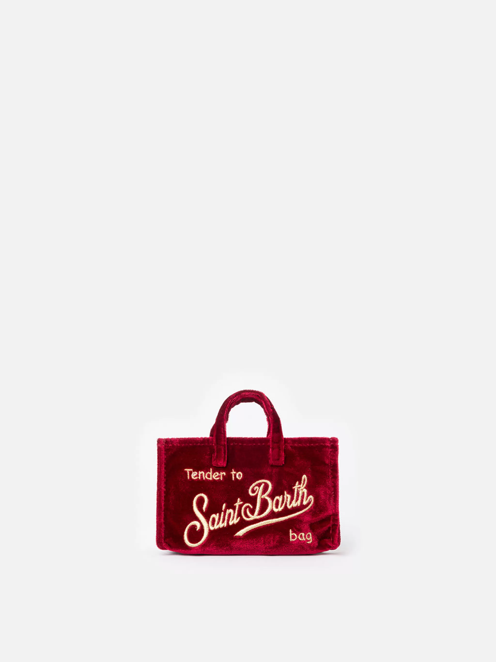 MC2 Saint Barth Burgundy velvet Phone Bag with Saint Barth logo embroidery Discount