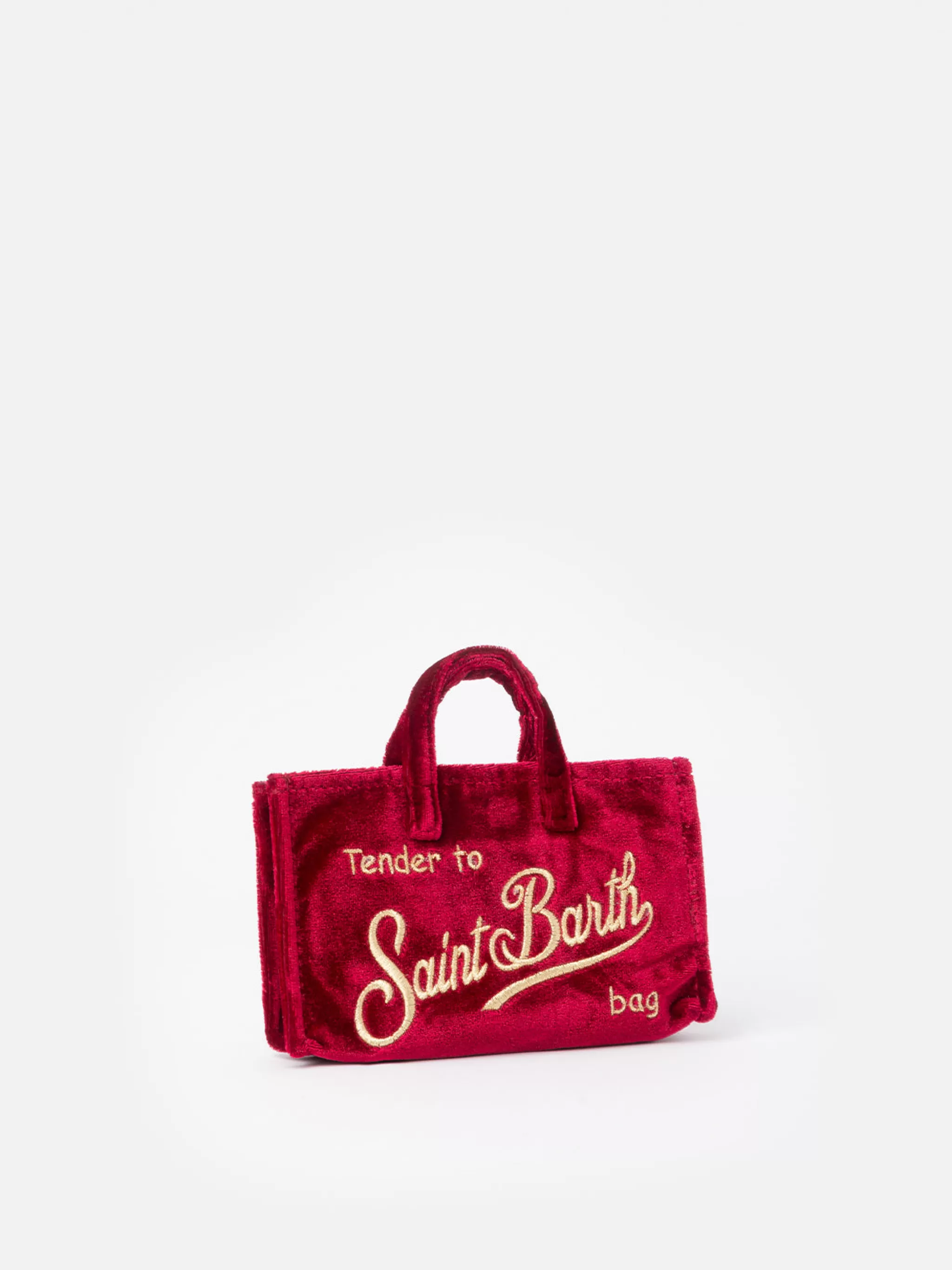 MC2 Saint Barth Burgundy velvet Phone Bag with Saint Barth logo embroidery Discount