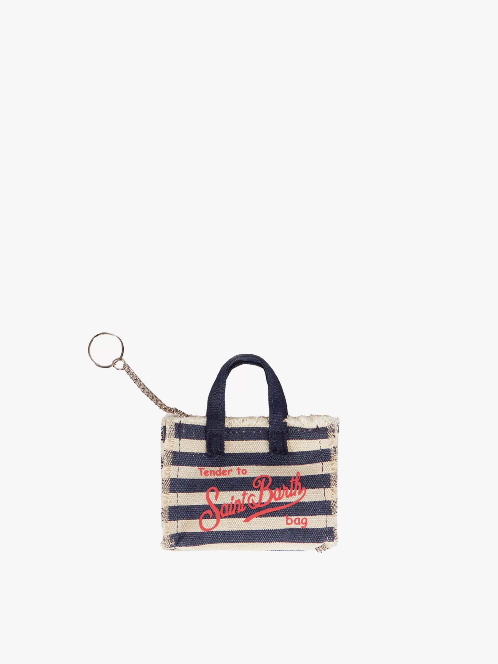 MC2 Saint Barth Canvas key holder with blue striped print Shop