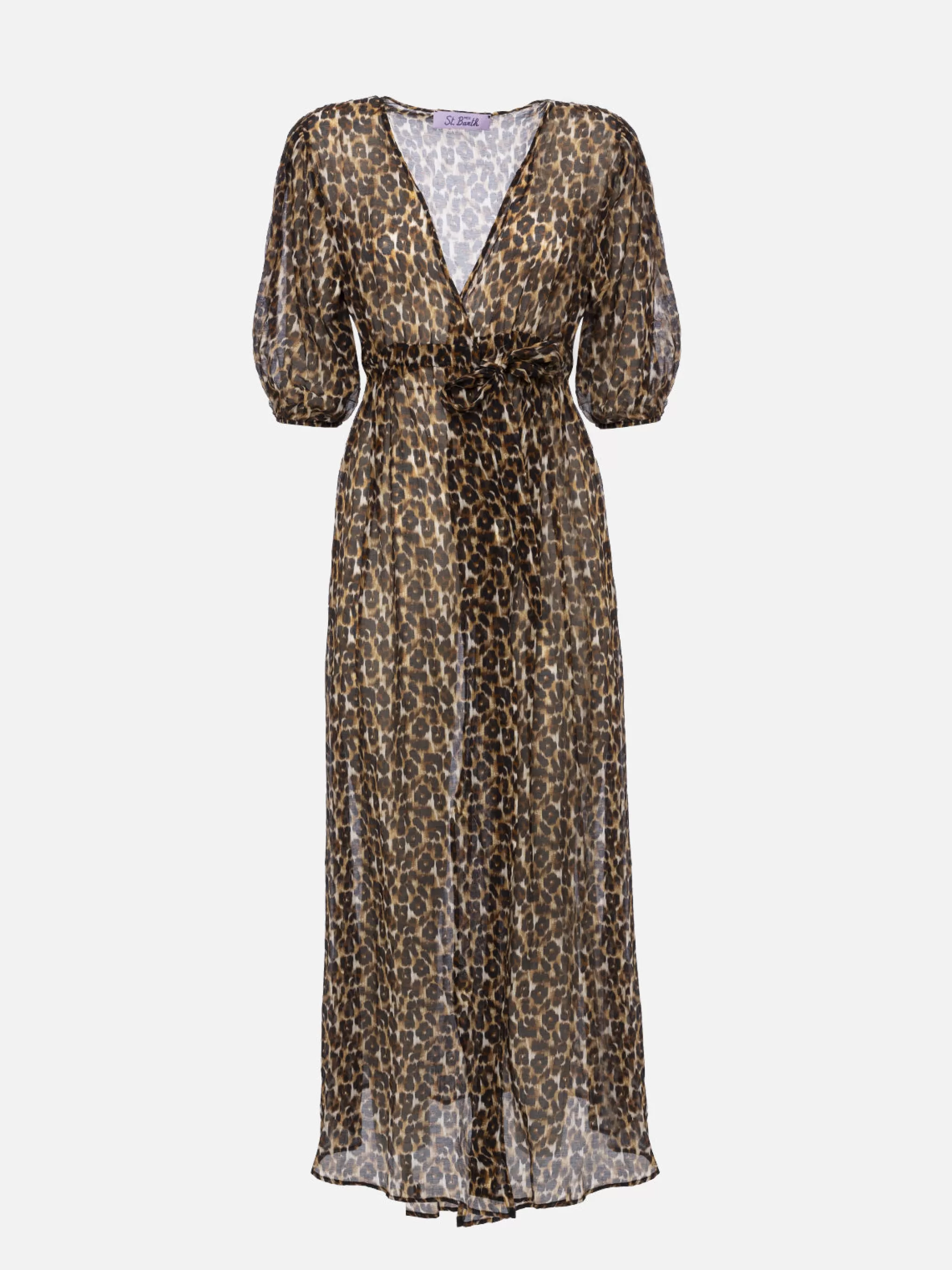 MC2 Saint Barth Cotton and silk long dress Bliss with animalier print Best