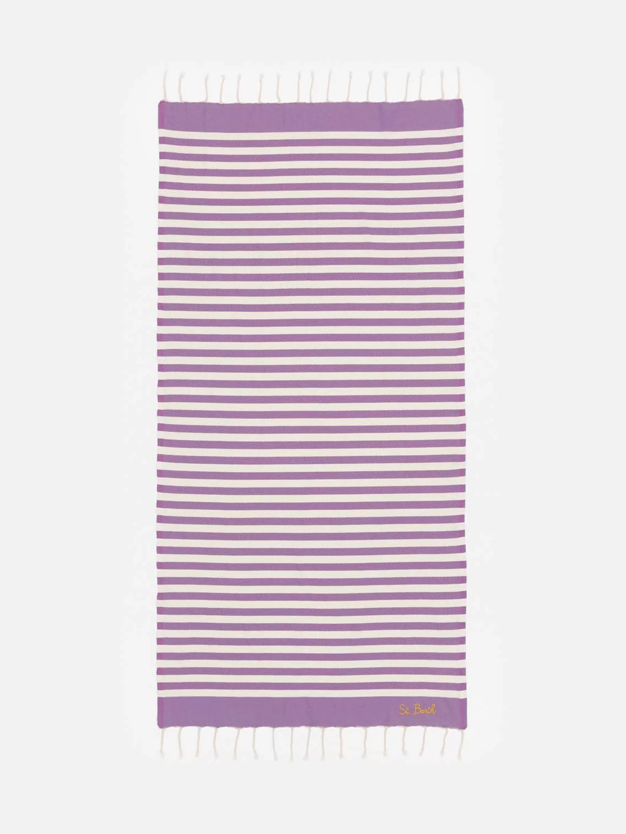 MC2 Saint Barth Cotton beach towel Fouta with purple striped print Outlet