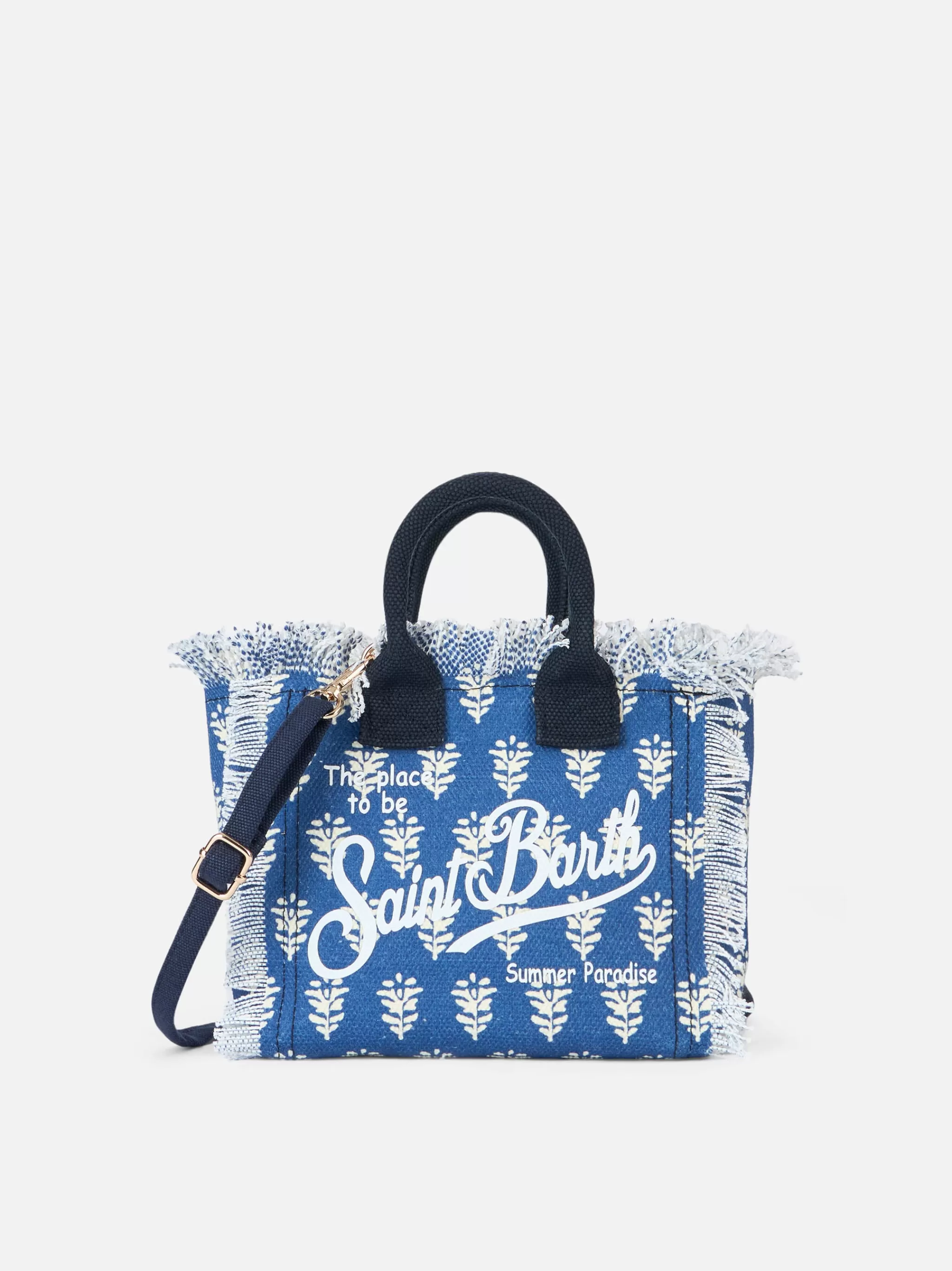 MC2 Saint Barth Cotton canvas Mini Vanity bag with indigo flower print Online