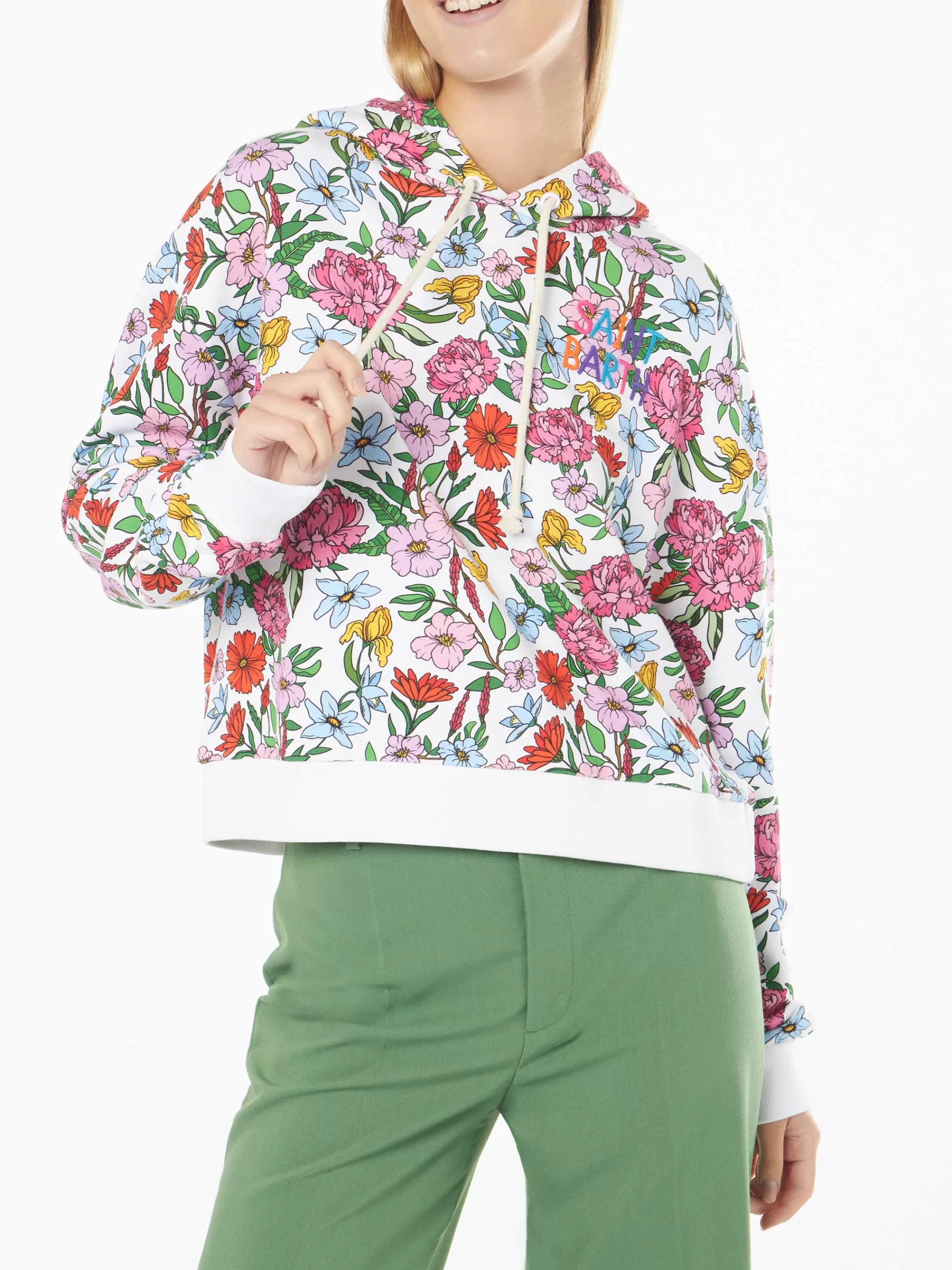 MC2 Saint Barth Cotton hoodie with flower print Outlet