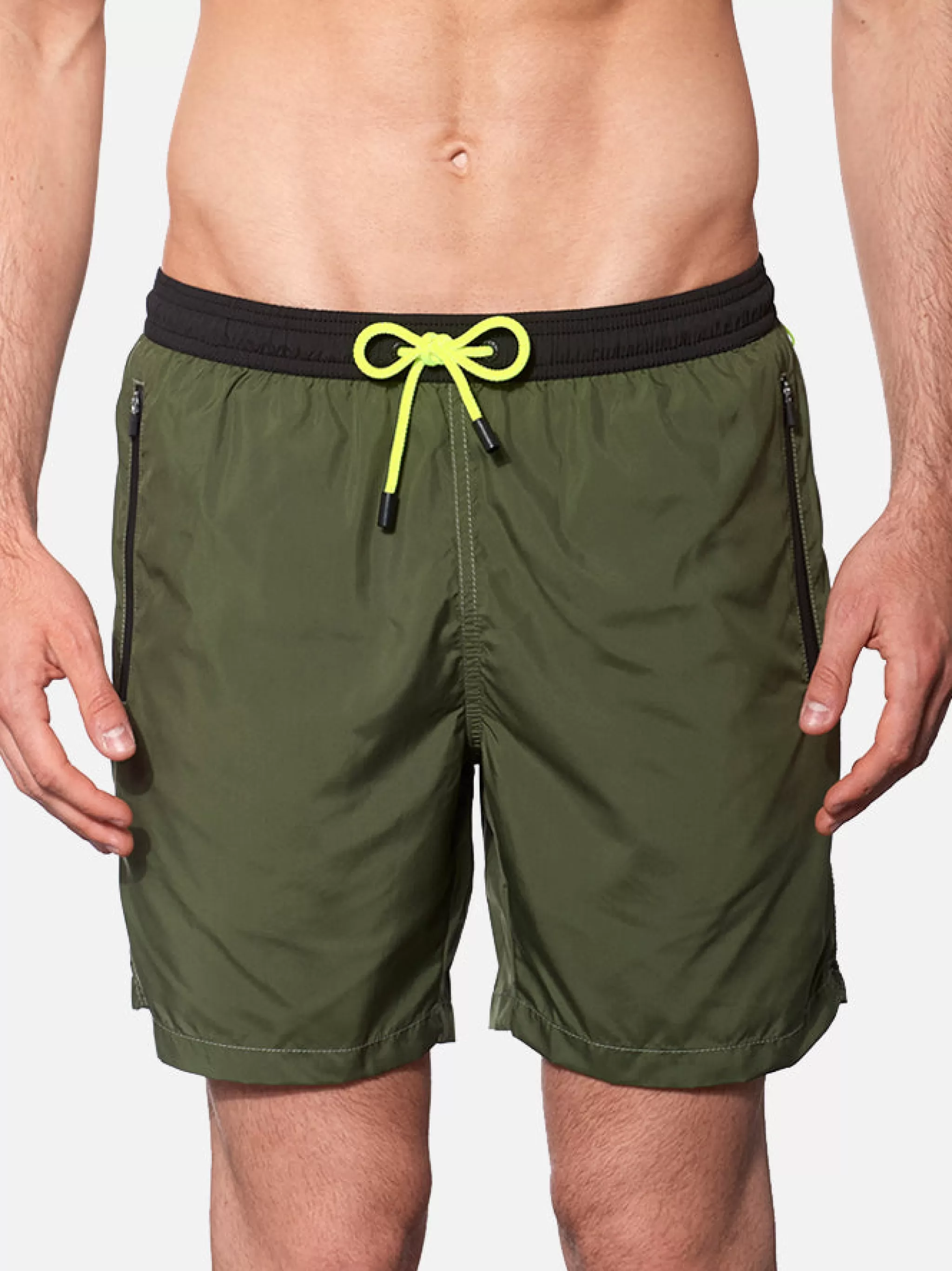 MC2 Saint Barth Dark green light fabric zipped swim shorts Clearance