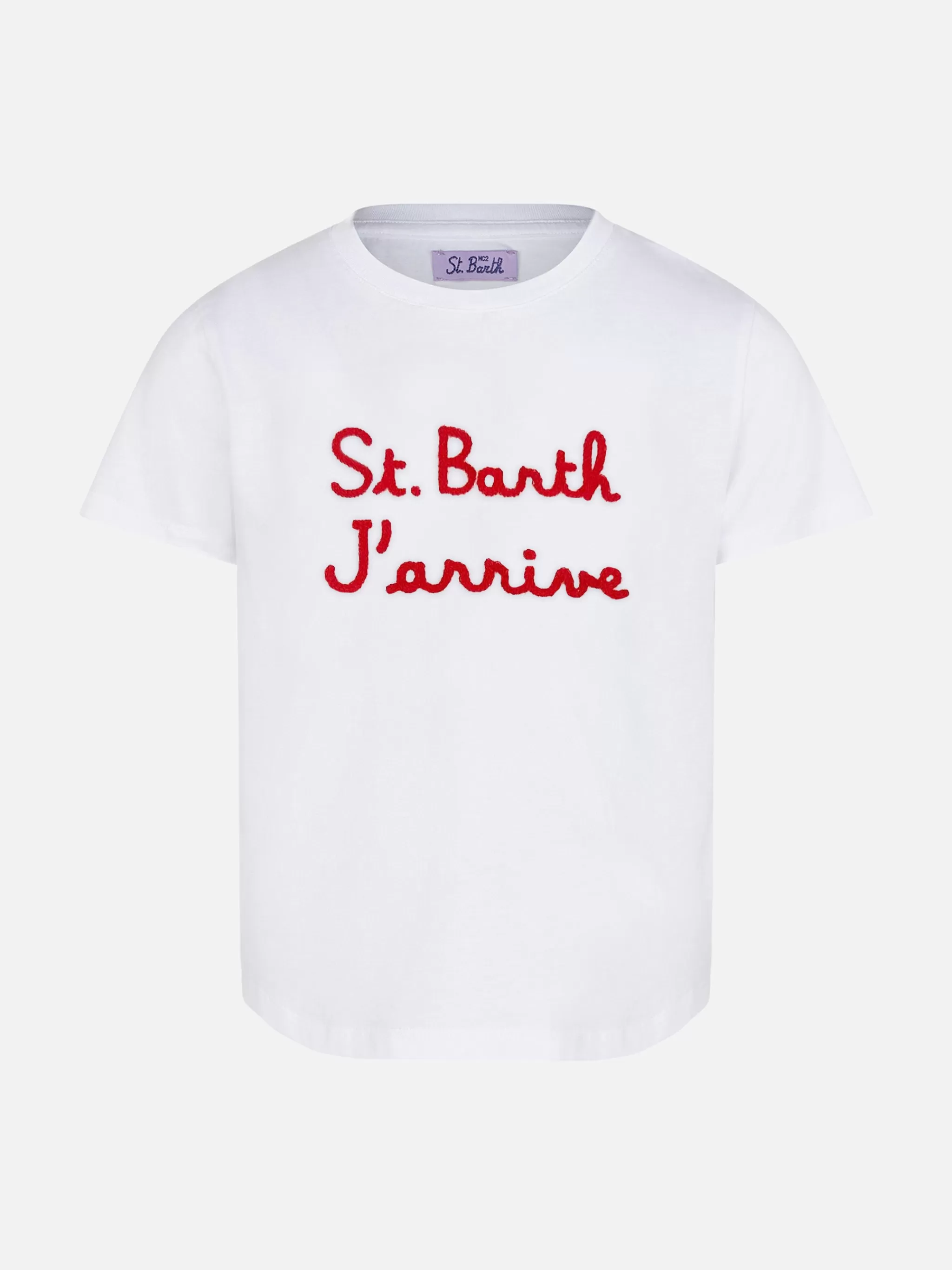 MC2 Saint Barth Embroidered girl's t-shirt St. Barth J'arrive Sale