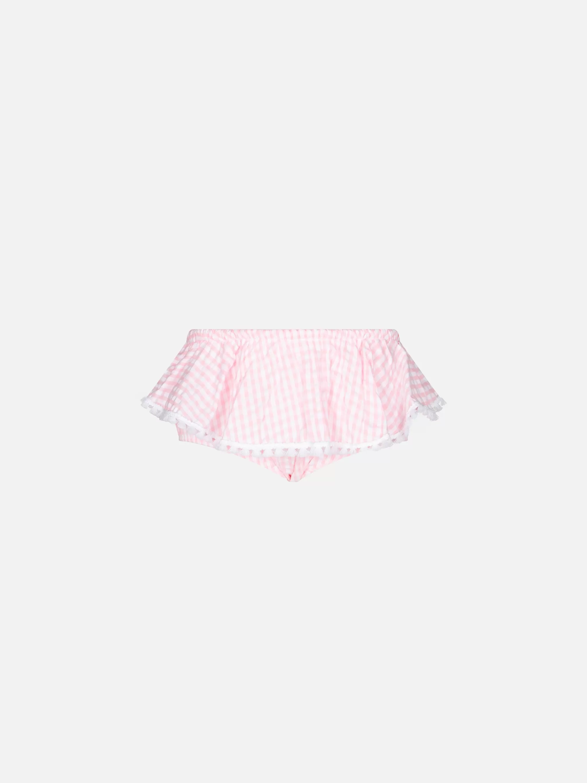 MC2 Saint Barth Enfant vichy print ruffled swim briefs with bows Best Sale