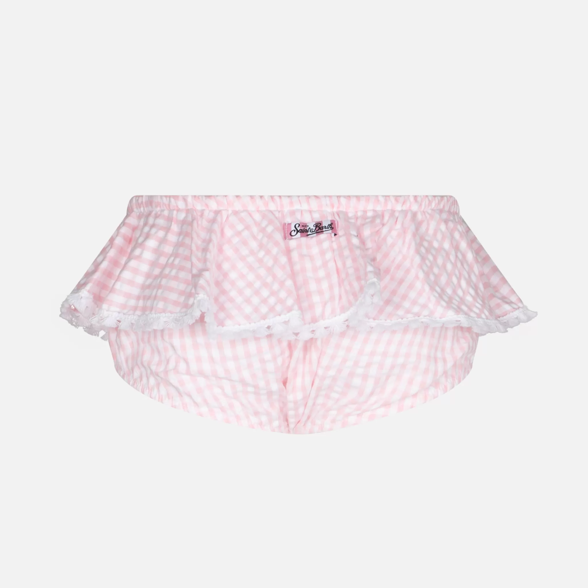 MC2 Saint Barth Enfant vichy print ruffled swim briefs with bows Best Sale