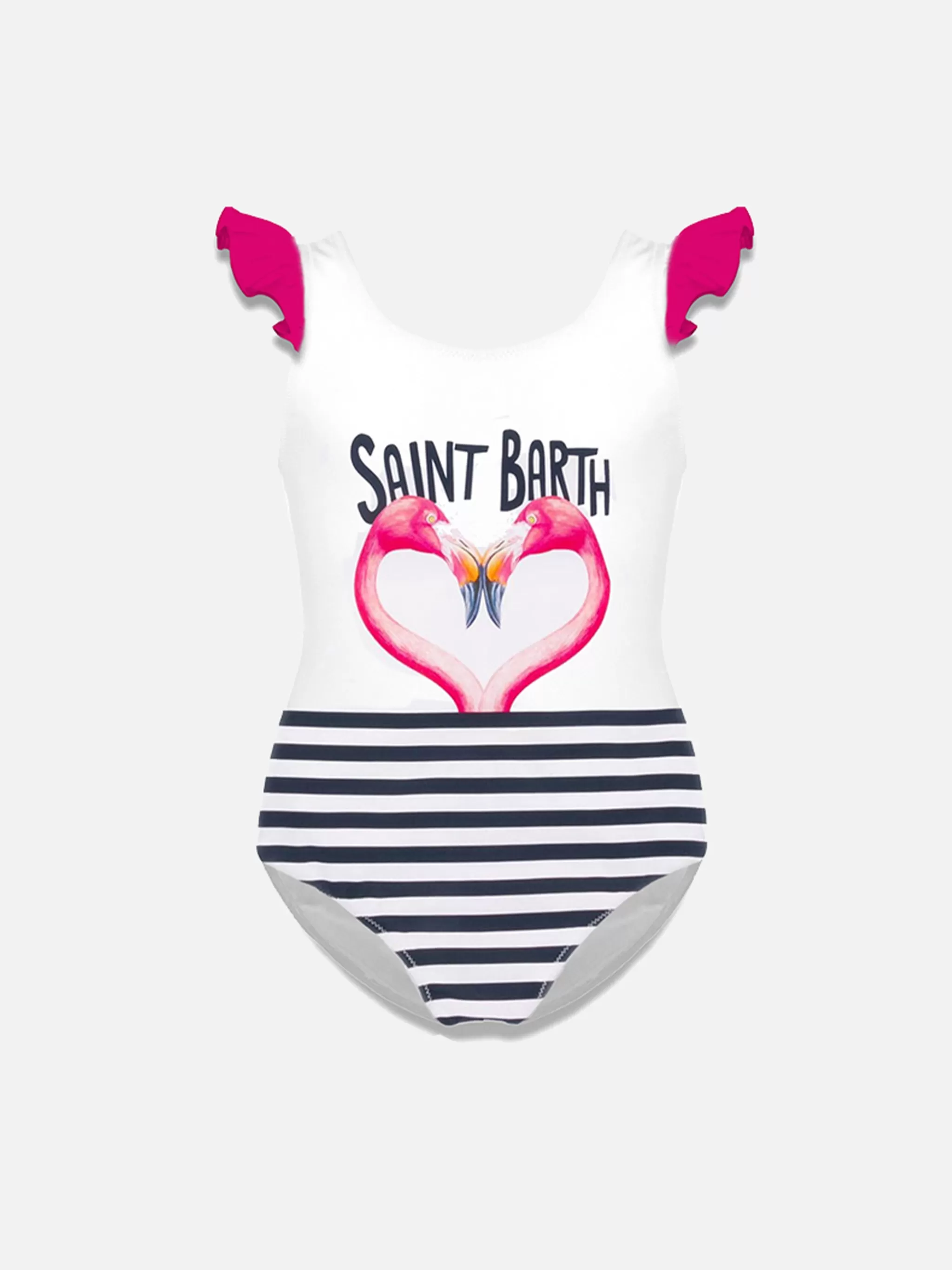 MC2 Saint Barth Flamingo heart print ruffled one piece Outlet