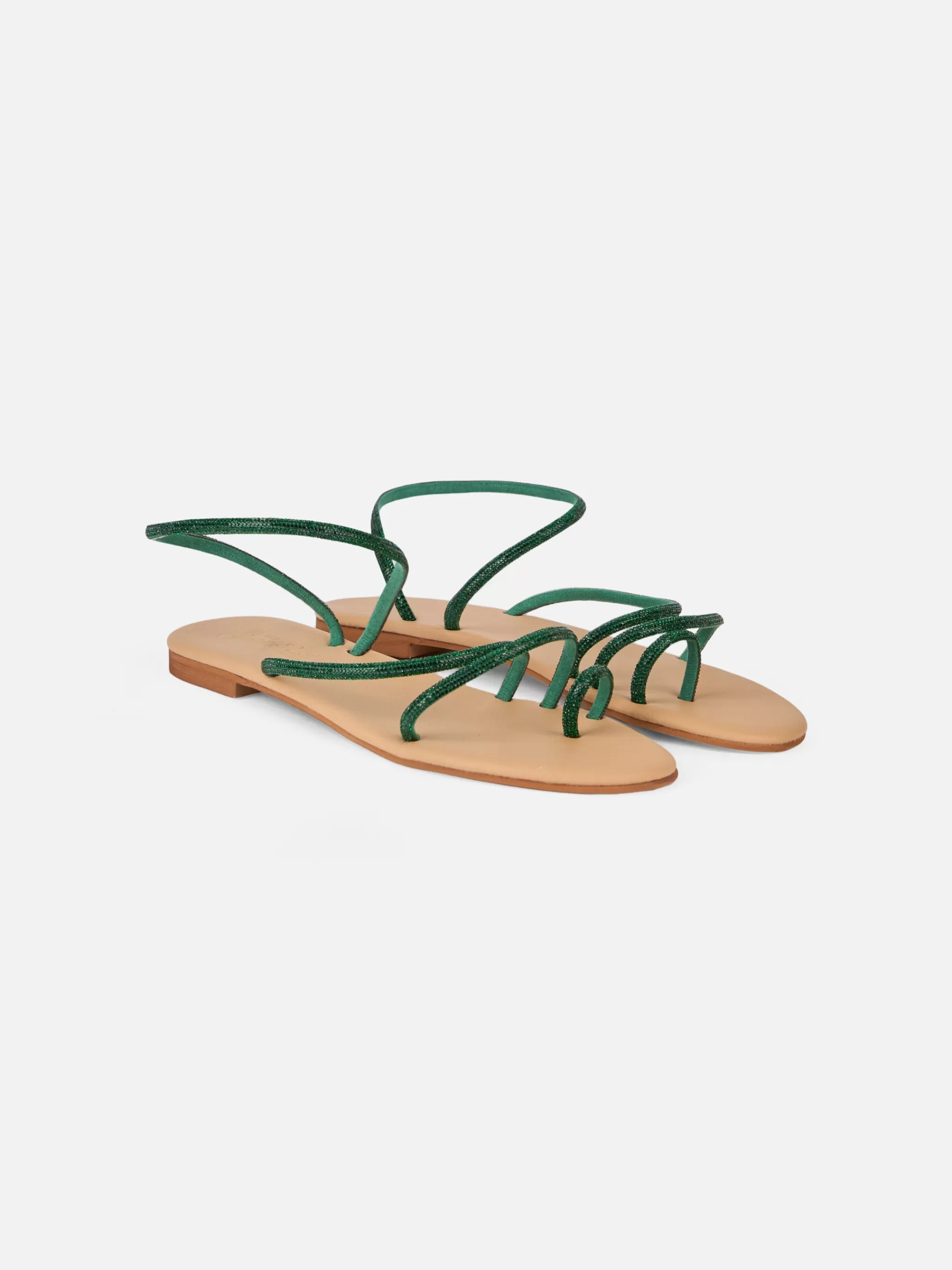 MC2 Saint Barth Flat Ring Sandals with green rhinestones Online