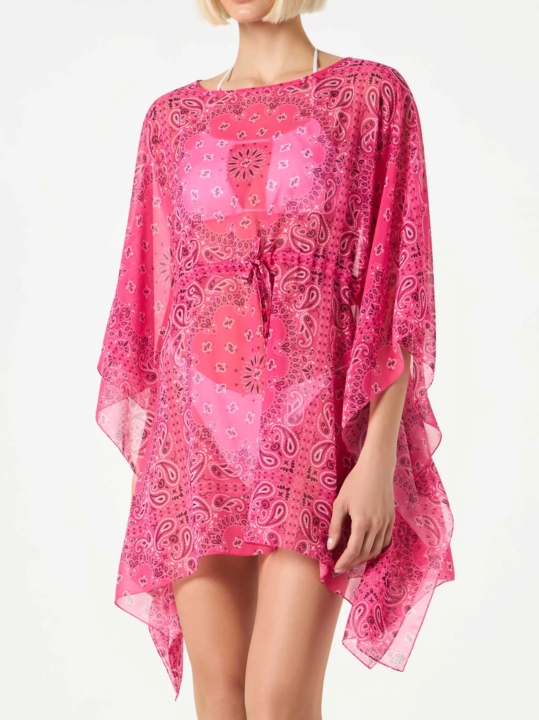 MC2 Saint Barth Fluo pink bandanna print caftan Flash Sale