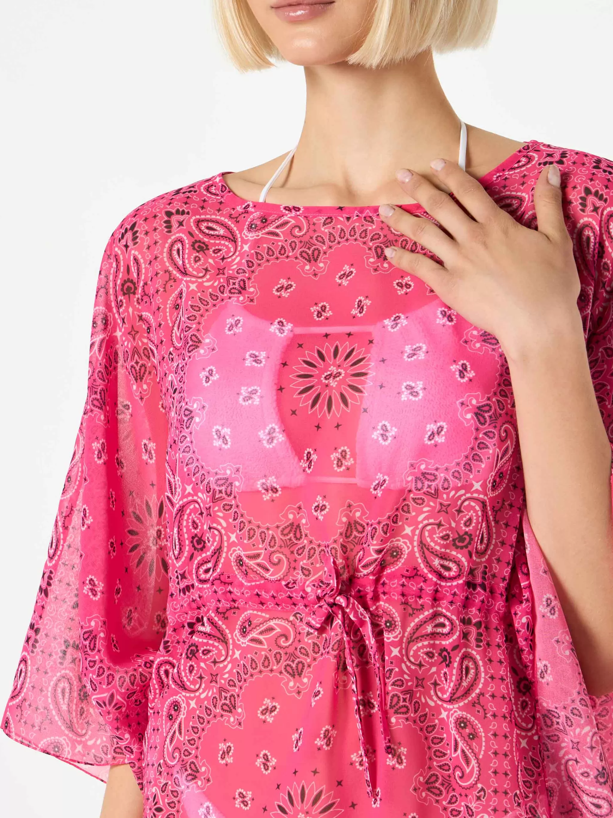 MC2 Saint Barth Fluo pink bandanna print caftan Flash Sale