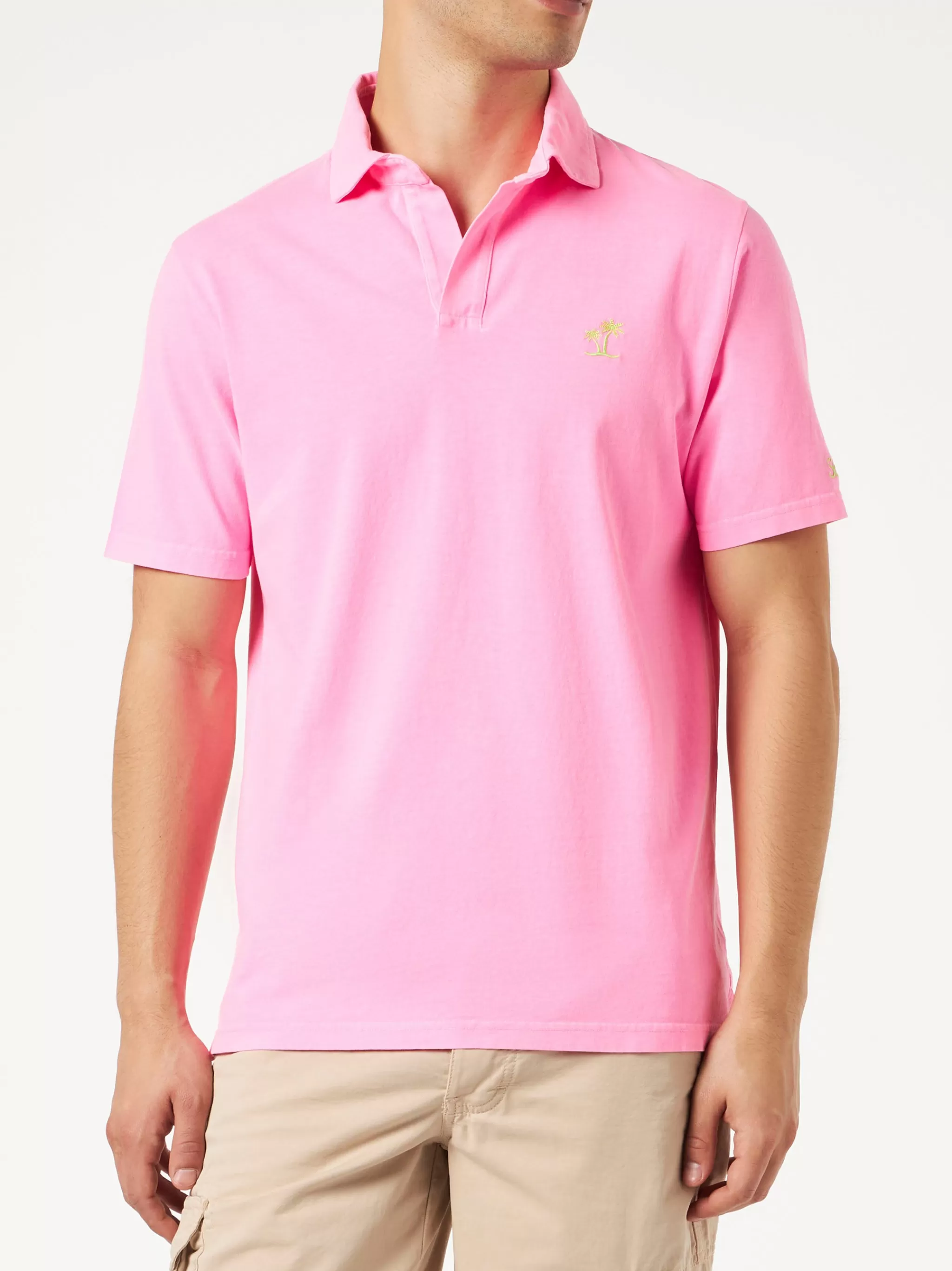 MC2 Saint Barth Fluo pink cotton jersey man polo Outlet