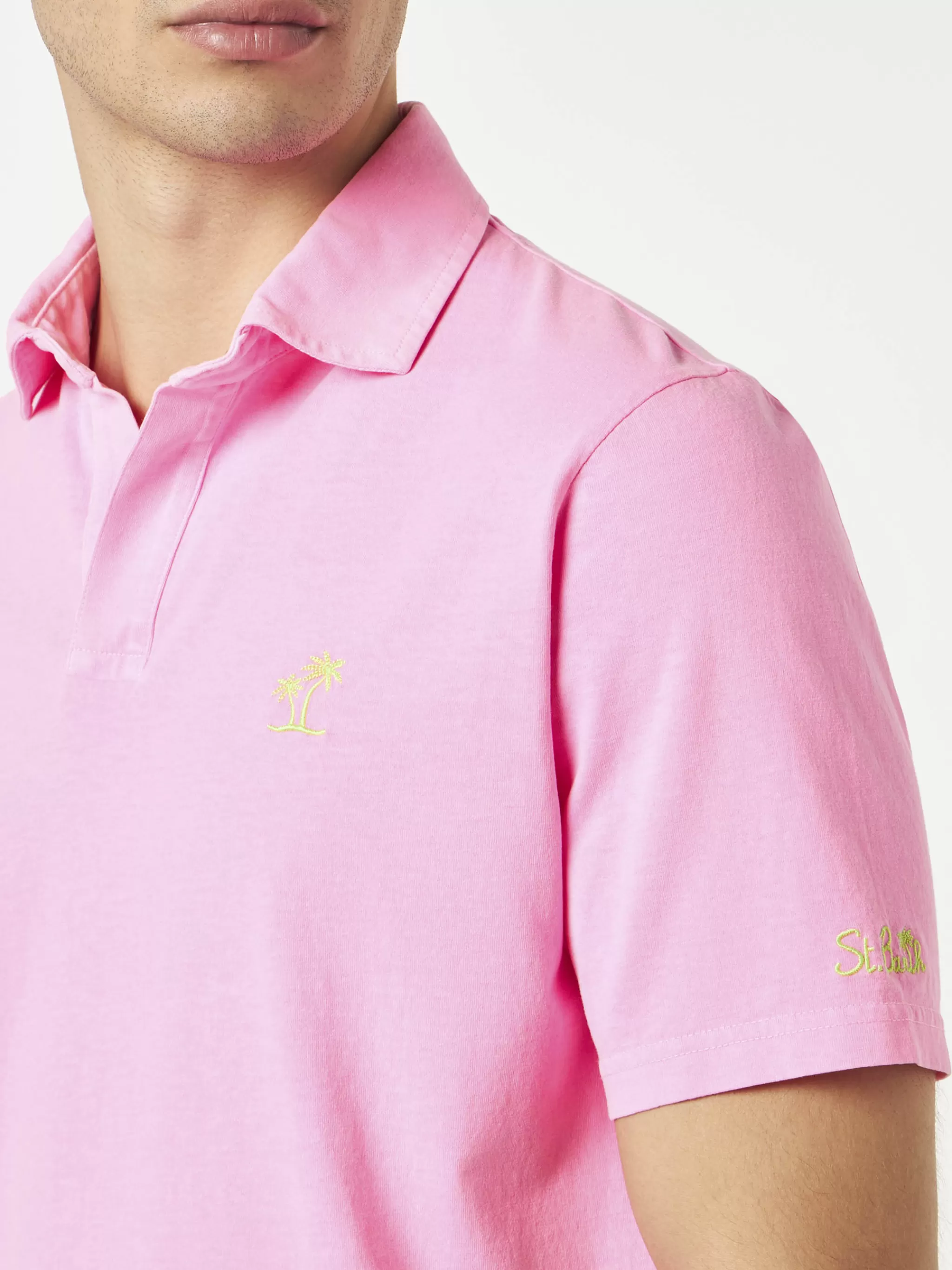 MC2 Saint Barth Fluo pink cotton jersey man polo Outlet