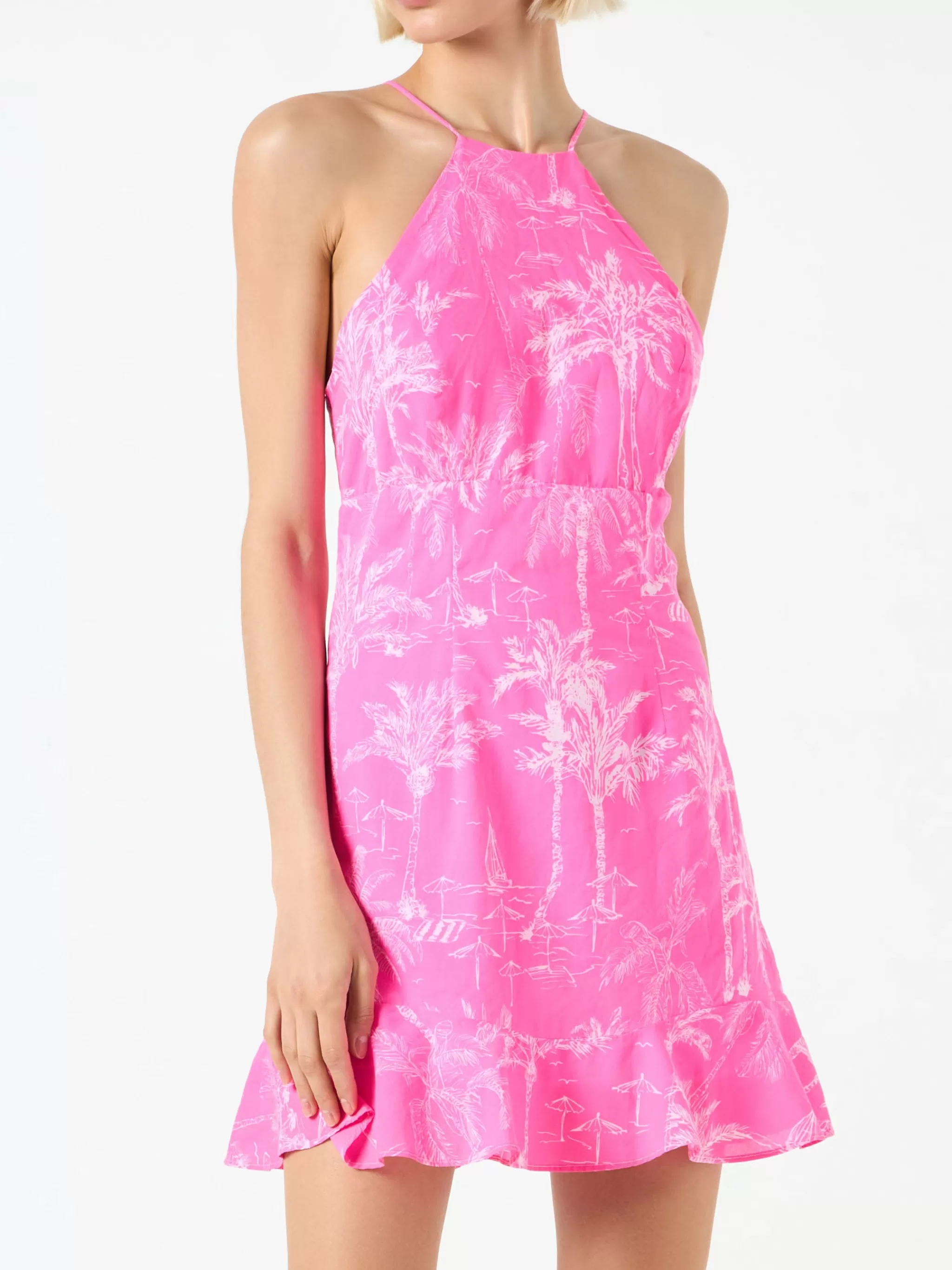 MC2 Saint Barth Fluo pink toile de jouy print slip dress Avrill Clearance